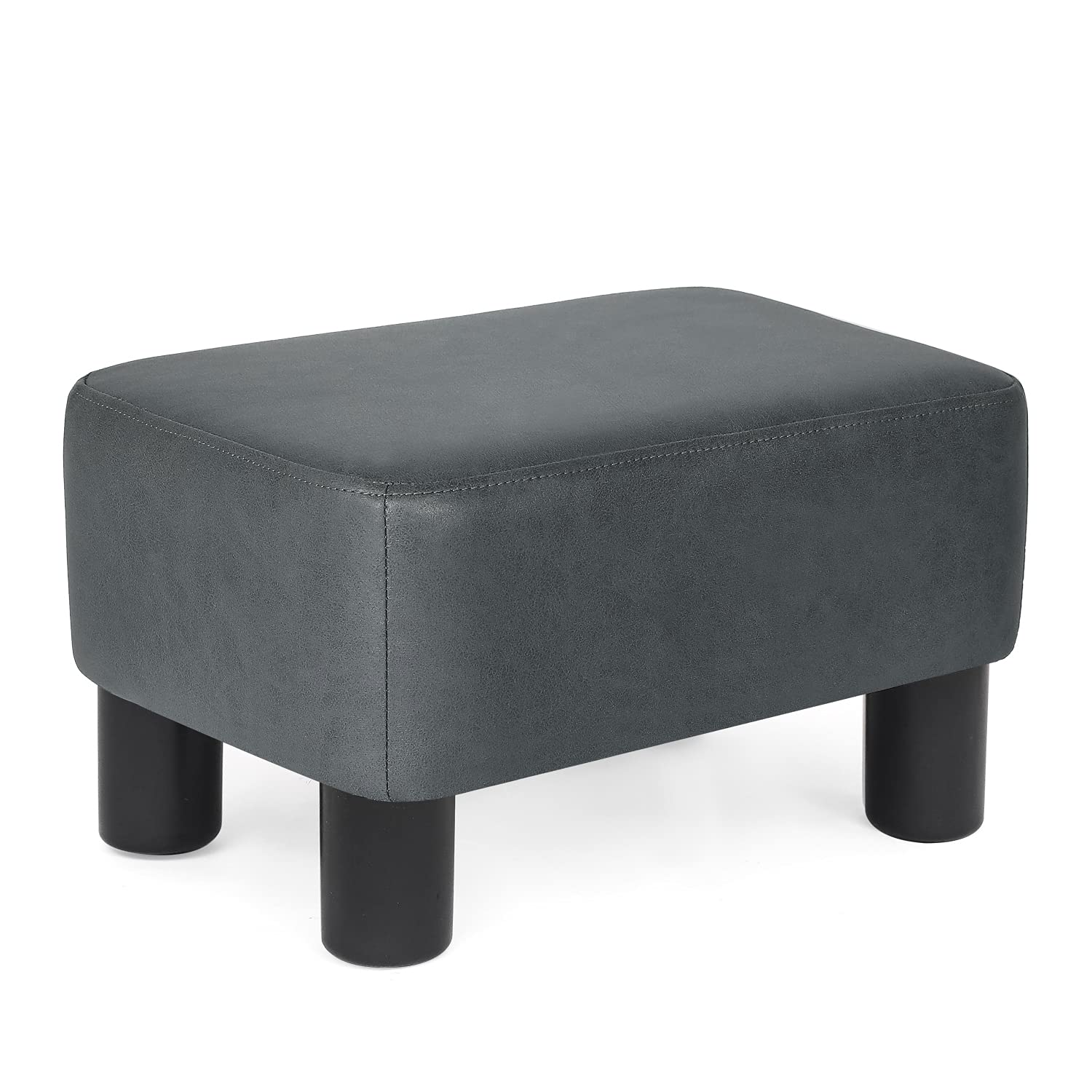 Modern Rectangular Footrest Ottoman - Small Footstool for Living Room, Bedroom & Office - Dark Gray - Ergonomic Support for Relaxing, Reading & Working