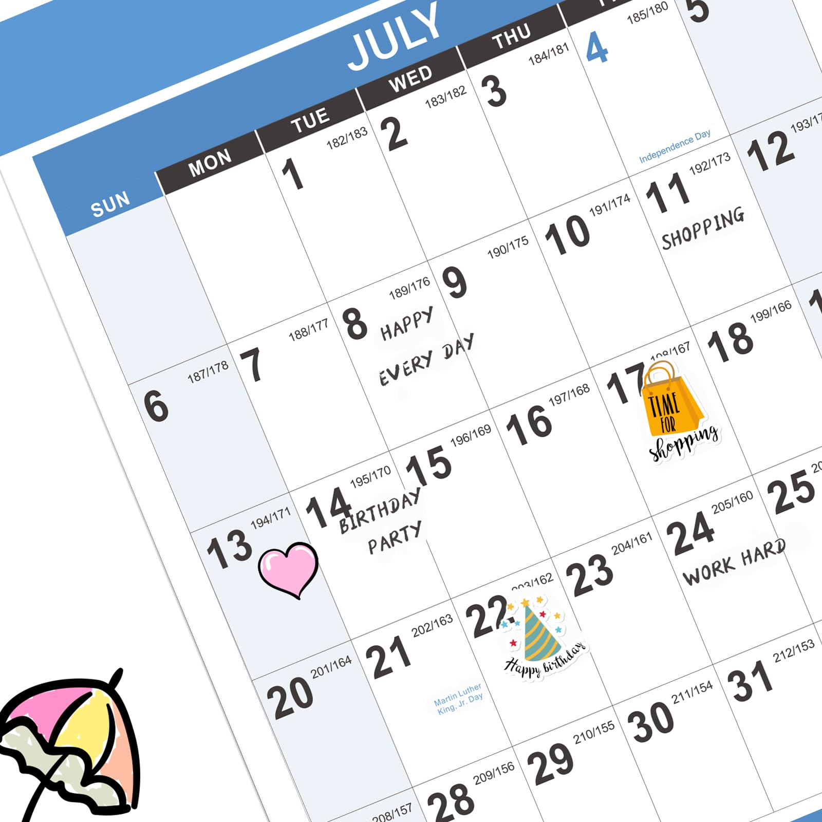 2025-2026 Large Wall Calendar with Julian Dates | July 2025 - June 2026 | 34.8