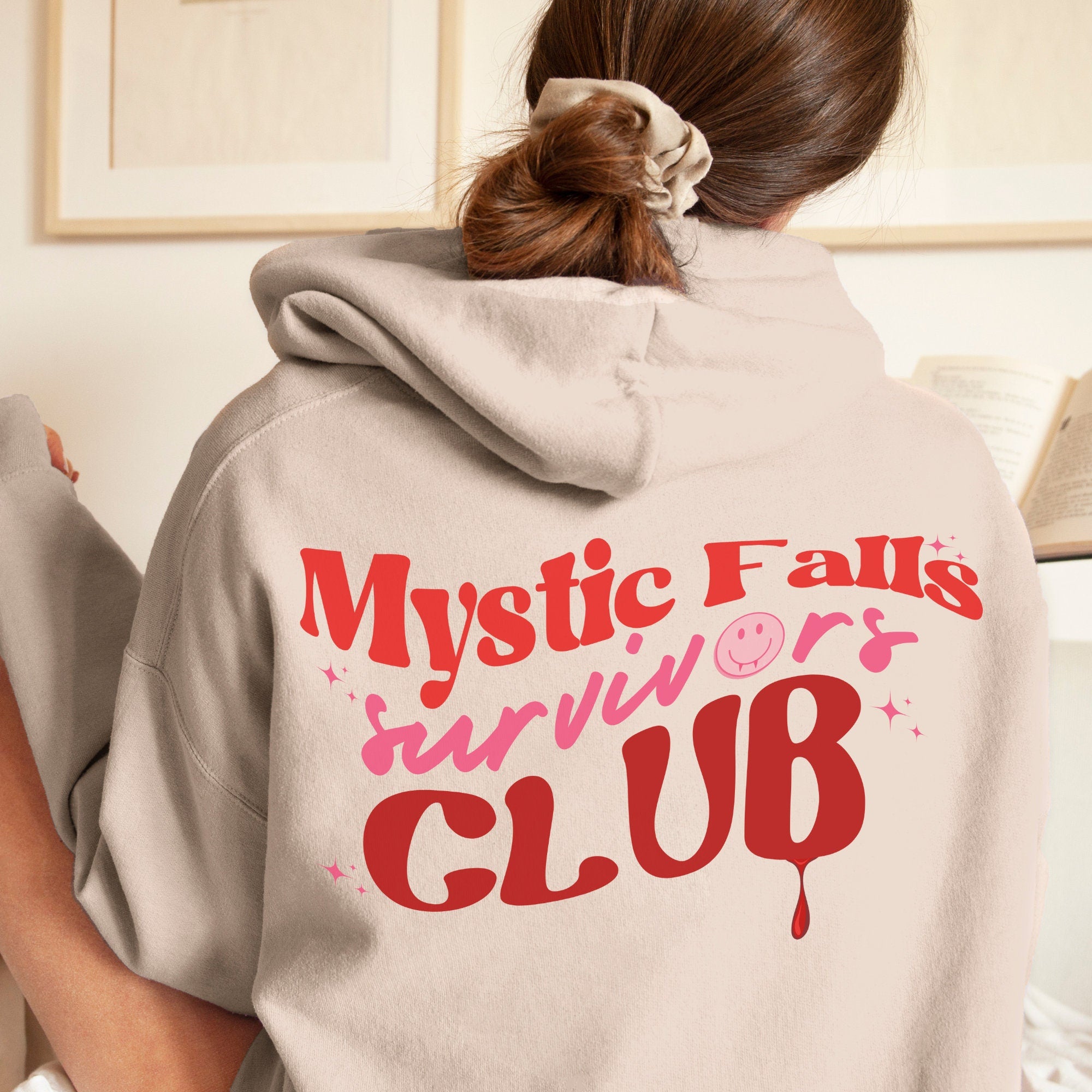 The Vampire Diaries Mystic Falls Hoodie - Damon Salvatore & TVD Merch - Official TV Show Apparel & Fan Gift for Halloween, Cosplay & Vampire Diaries Convention