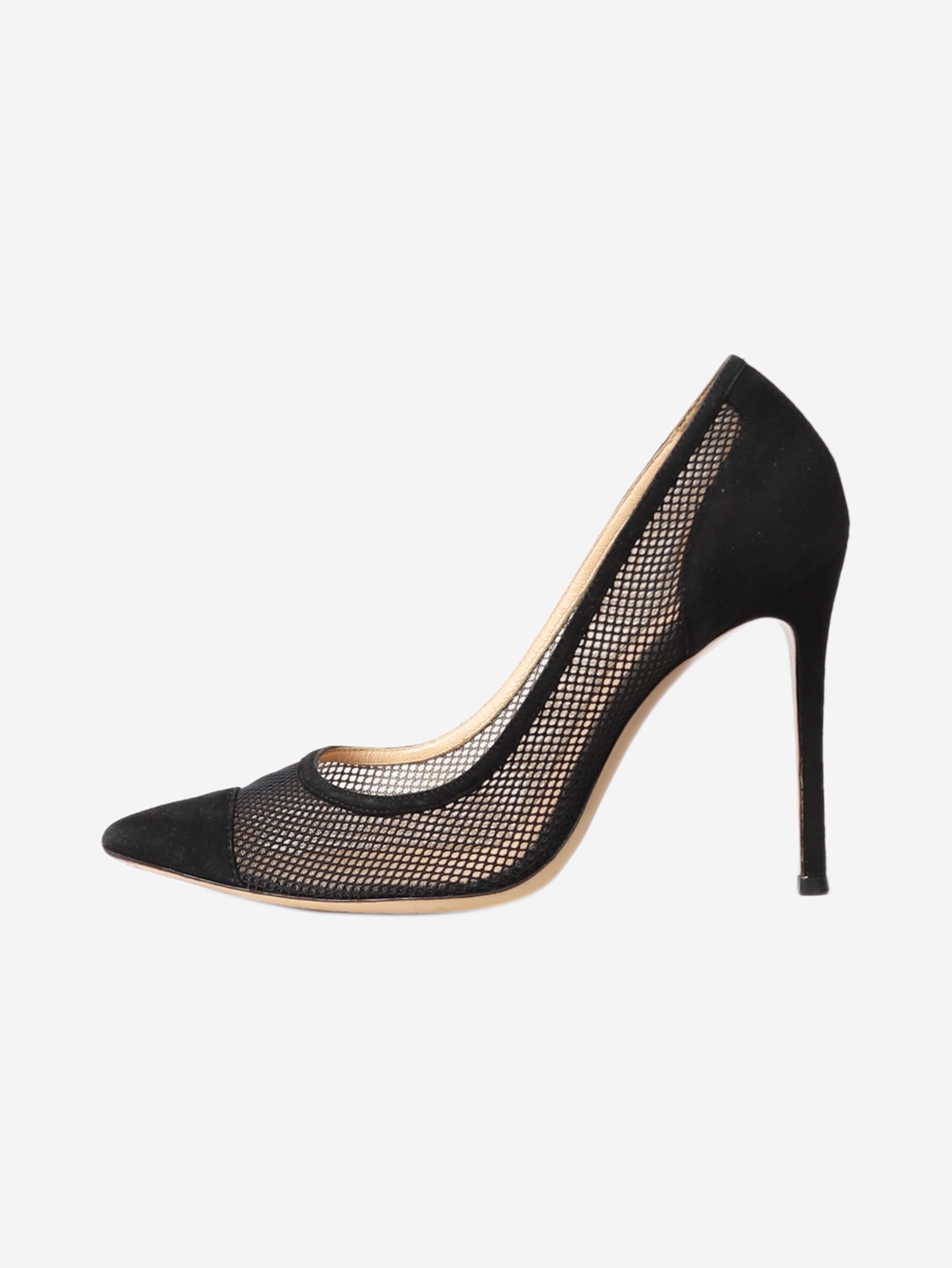 Black Suede Mesh Pumps Women's Shoes - Size EU 36 (UK 3) | Comfortable Heels for Office, Party & Evening Wear