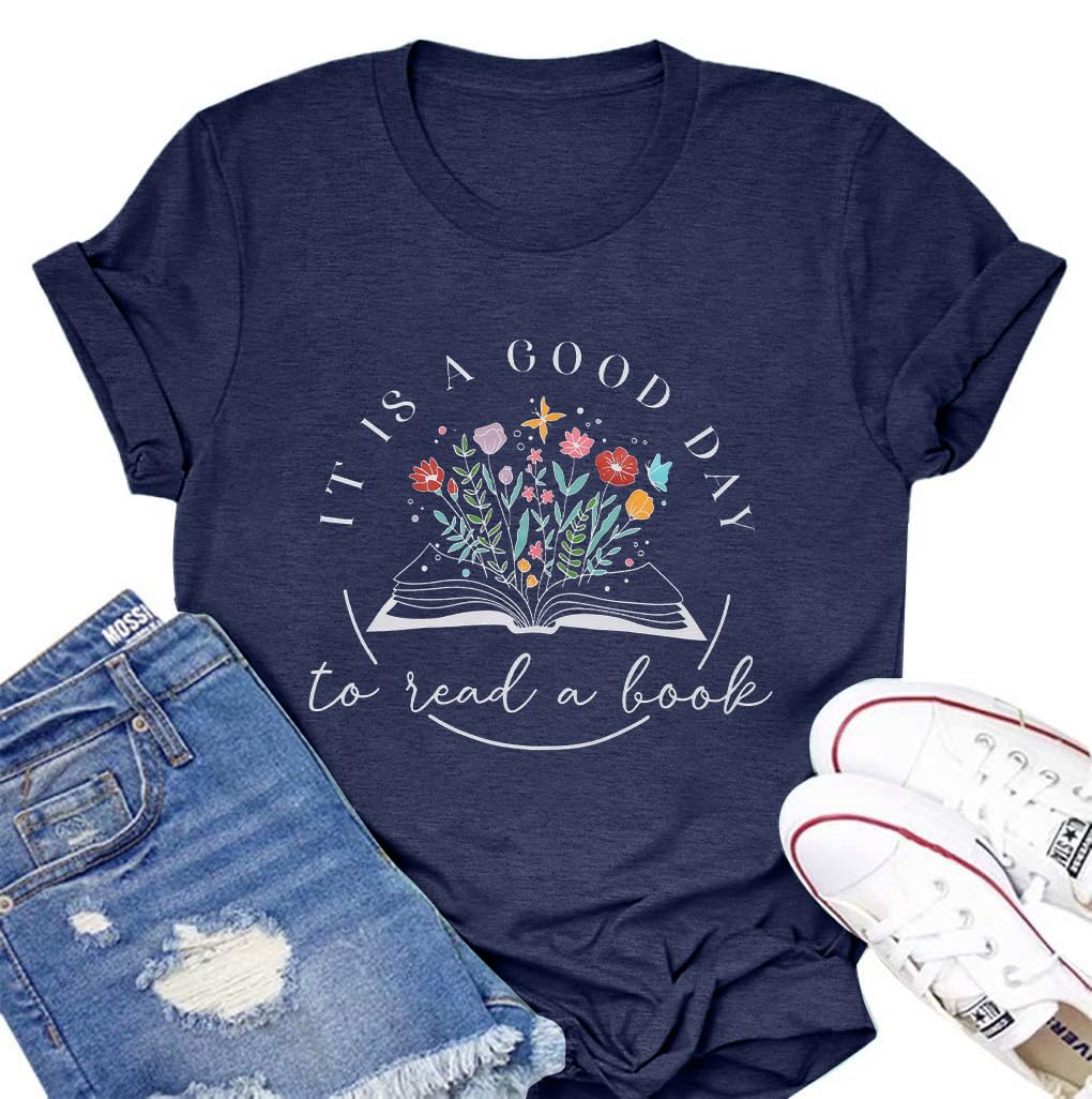 Women's Book Lovers Graphic T-Shirt - Casual Short Sleeve Teacher Tops for Reading Enthusiasts | Perfect for Book Clubs, Library Visits & Casual Outfits