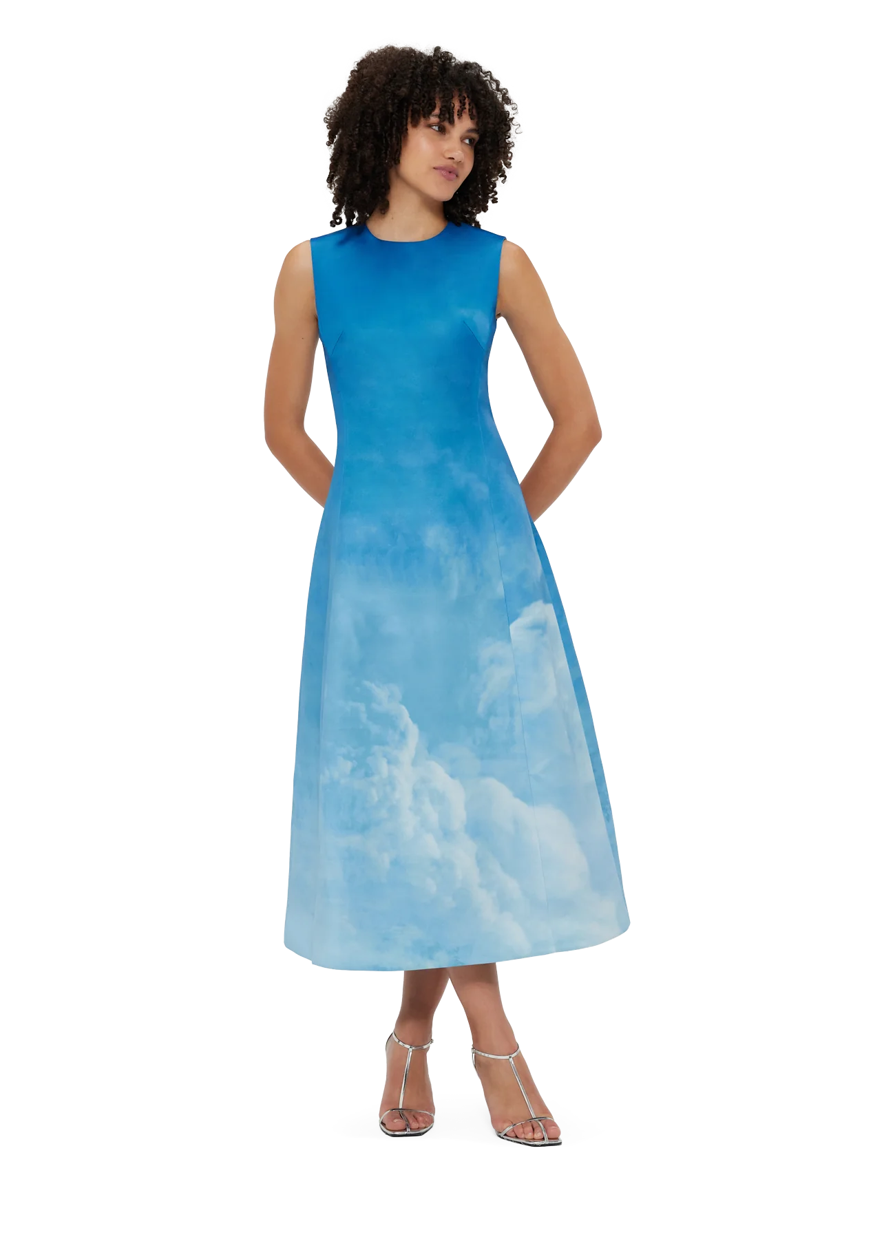 Cleo Sleeveless Midi Dress with Aerial Print - Flowy Summer Dress for Women, Beach Cover Up, Vacation Outfit, Boho Chic Style