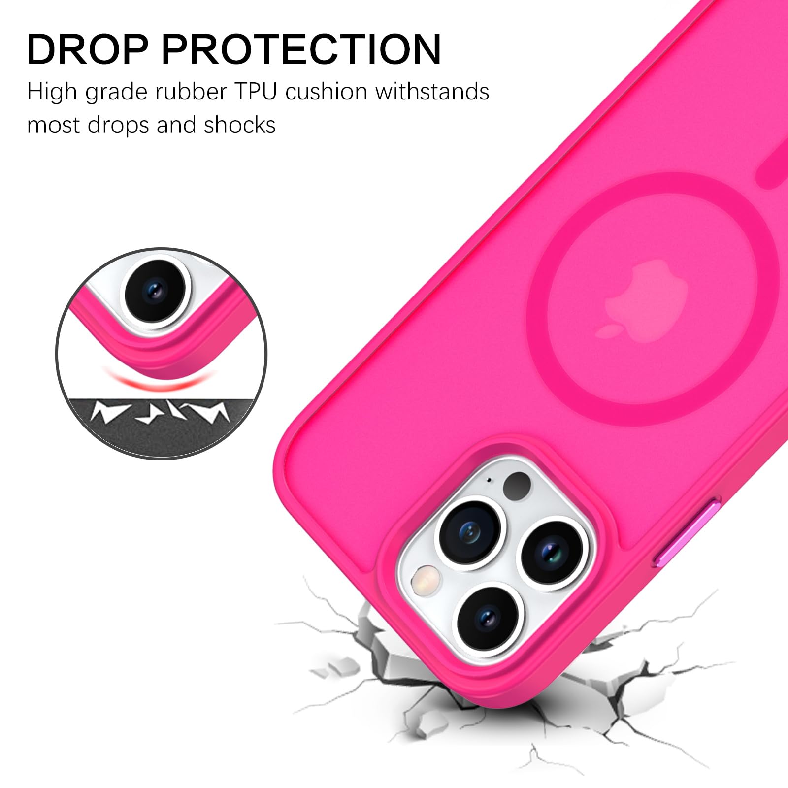 BENTOBEN iPhone 13 Pro Max Case (6.7 Inch) - Magnetic Slim Protective Cover Compatible with MagSafe | Shockproof Translucent Matte Finish | Hot Pink | Perfect for Work, Travel & Everyday Use