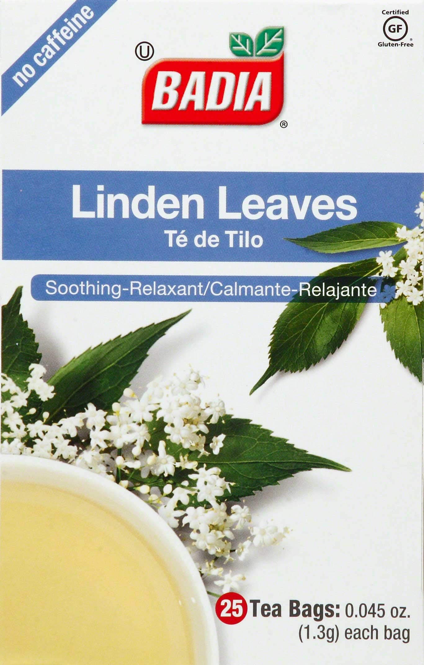 Badia Linden Tea Bags - 25 Count per Pack, 100 Packs per Case (Pack of 10) | Herbal Tea for Relaxation & Sleep Support, Perfect for Stress Relief & Evening Rituals