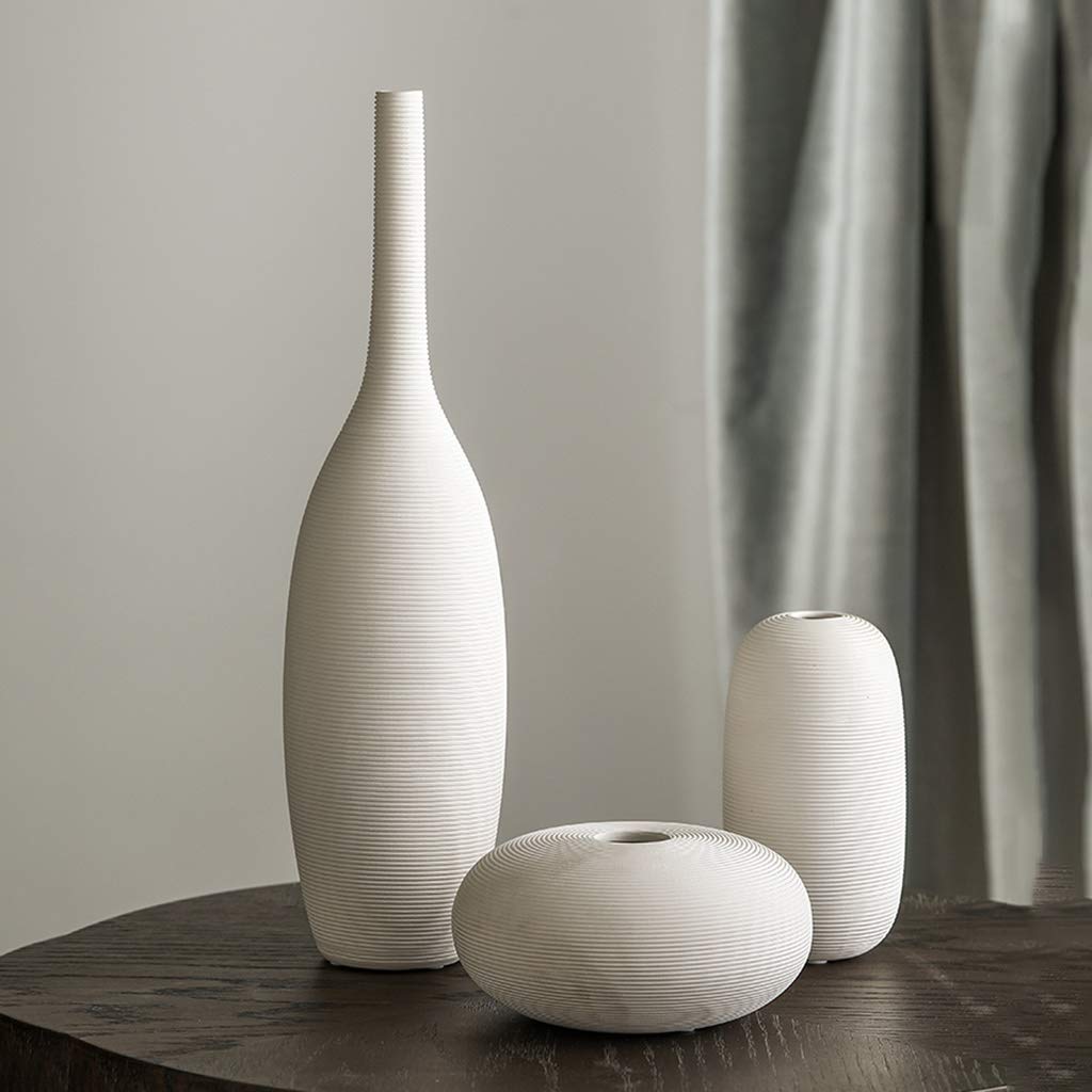 3-Piece Ceramic Vase Set - Mini Decorative Vases for Home & Office Decor - White Tabletop & Bookshelf Ornaments - Perfect Gift for Housewarming, Wedding & Interior Design