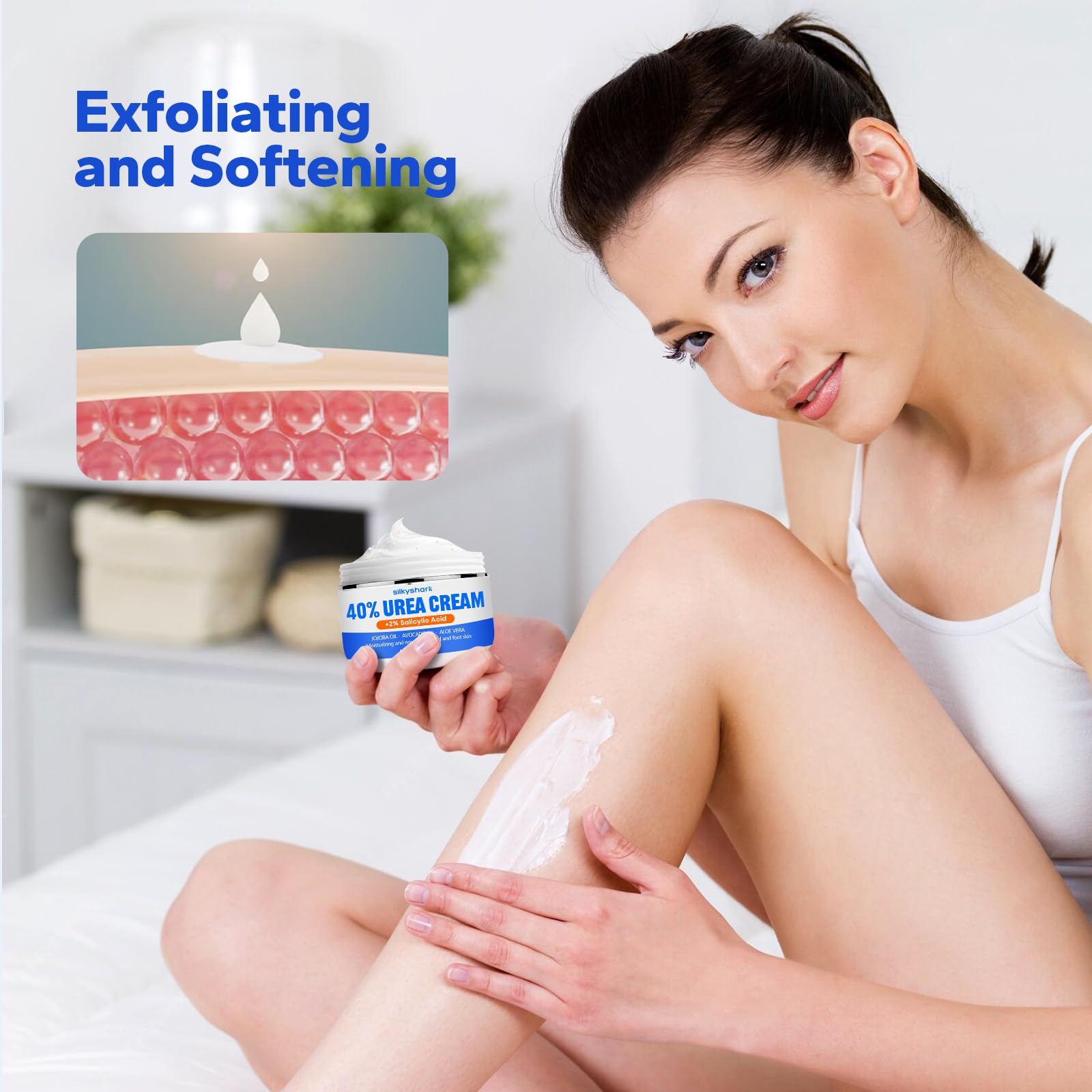 40% Urea & 2% Salicylic Acid Foot Cream with Jojoba Oil, Avocado Oil & Aloe Vera - Intensive Moisturizing Treatment for Dry Cracked Heels, Hands, Knees & Elbows - Perfect for Daily Foot Care & Skin Repair