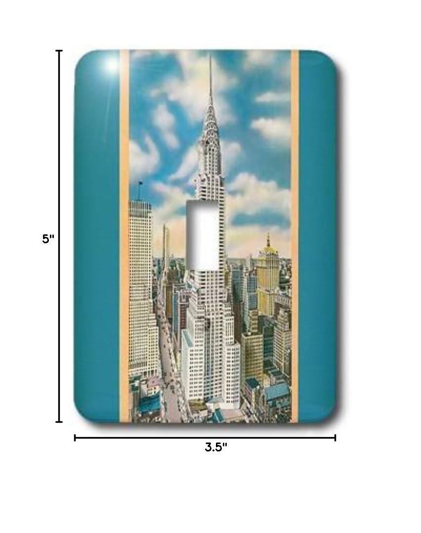 3D Rose Chrysler Building New York City Aerial View Light Switch Cover - Decorative Wall Plate for Home & Office Decor