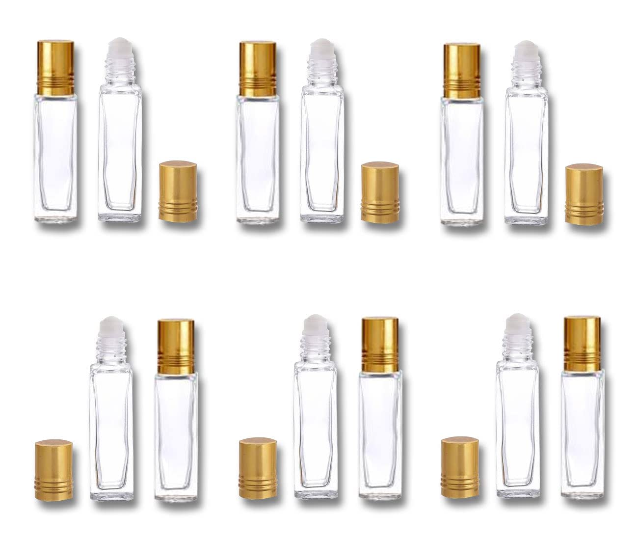 6-Pack 10ml Clear Glass Roller Ball Bottles - Refillable Essential Oil Roller Bottles for DIY Perfume, Fragrance, Lip Balm & Travel (BPA-Free, Leak-Proof) - Perfect for Aromatherapy, Skincare & Gift Making