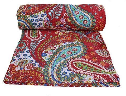 Handmade Bohemian Kantha Quilt Cover - Indian Hippie Gypsy Bedding Set for Boho Chic Bedroom Decor | Perfect for Bohemian, Gypsy, and Hippie Style Home Decor