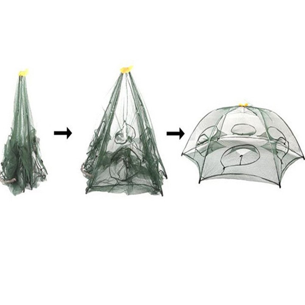 Eamoney Foldable Fishing Net Trap - 8/12 Hole Minnow Shrimp Cage, Automatic Fish Trap with Durable Mesh for Freshwater & Saltwater Fishing | Perfect for Bait Collection, Crabbing, and Outdoor Fishing Adventures