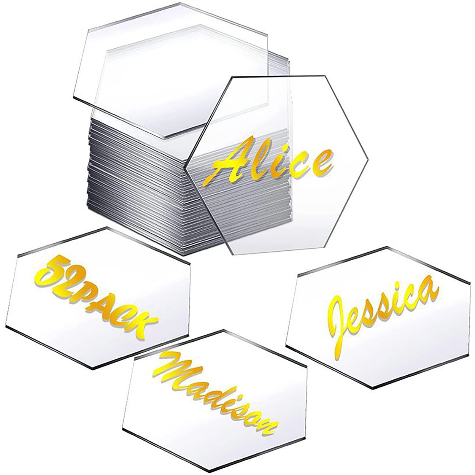 Hexagon Acrylic Place Cards for Weddings - 100Pcs Clear Seating Cards, Table Numbers & Name Plates for Wedding Reception, Banquet & Party Decorations - Perfect for DIY Table Settings and Event Signage