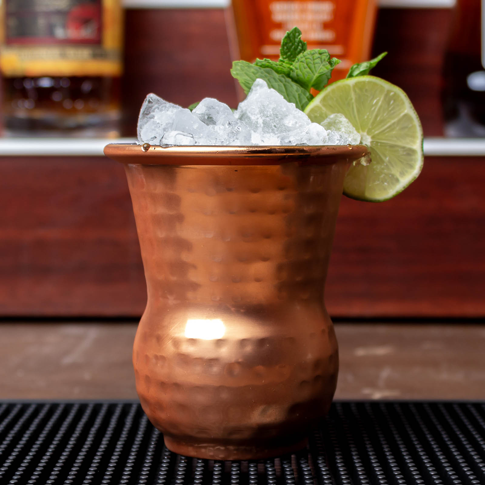 BarConic® Hammered Copper Plated Hourglass Tumbler - 15oz Insulated Copper Cup for Cocktails, Iced Coffee & Cold Drinks - Perfect for Parties, Bars & Home Use