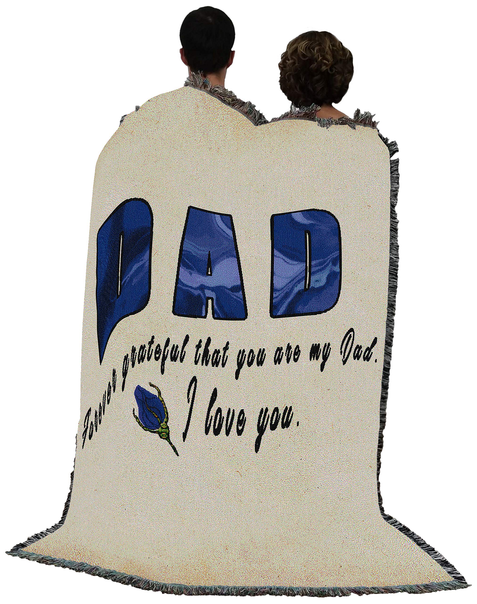 Forever Grateful You Are My Dad Cotton Woven Blanket - 72x54 Inch American-Made Throw - Perfect for Father's Day Gifts, Family Reunions & Cozy Living Room Decor