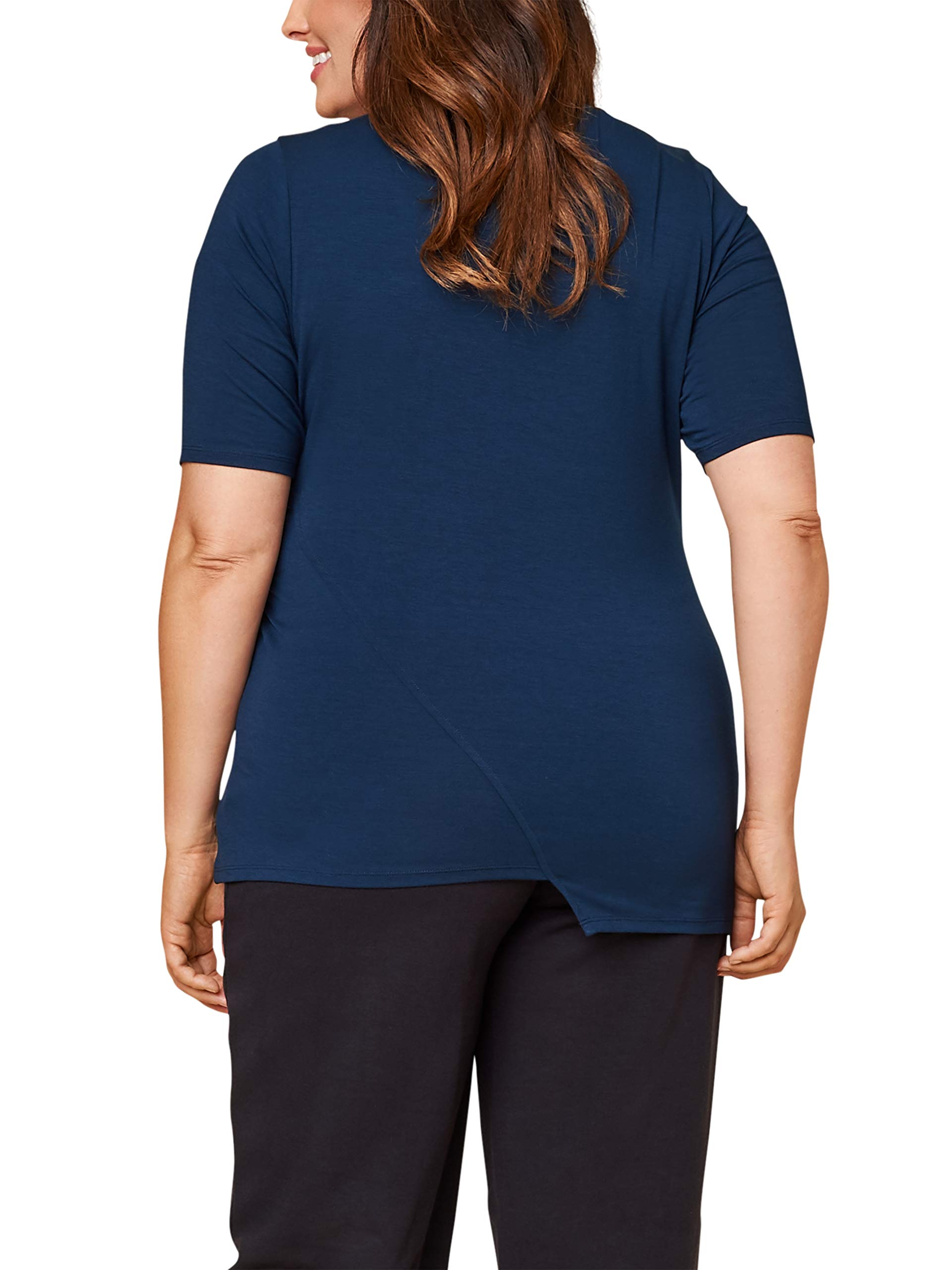 Fruit of the Loom Women's Plus Size Scooped Neck Ruched T-Shirt - Comfortable Stretch Fabric Casual Top for Everyday Wear, Work & Outings