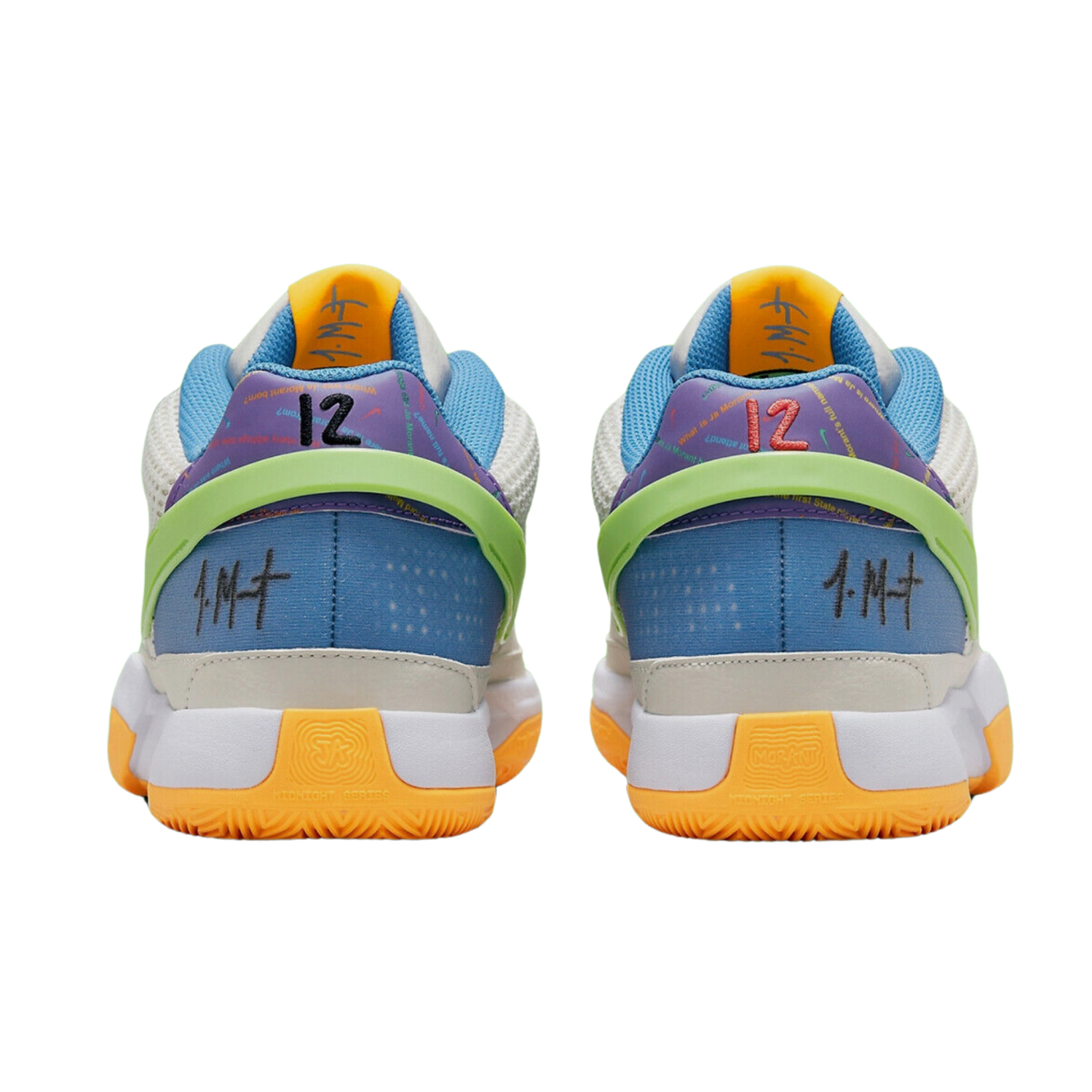 Nike Ja 1 Basketball Shoes - Family Trivia Phantom in Action Green/Grape/White/Laser Orange/University Blue - Perfect for Basketball Games, Training & Streetwear Fashion