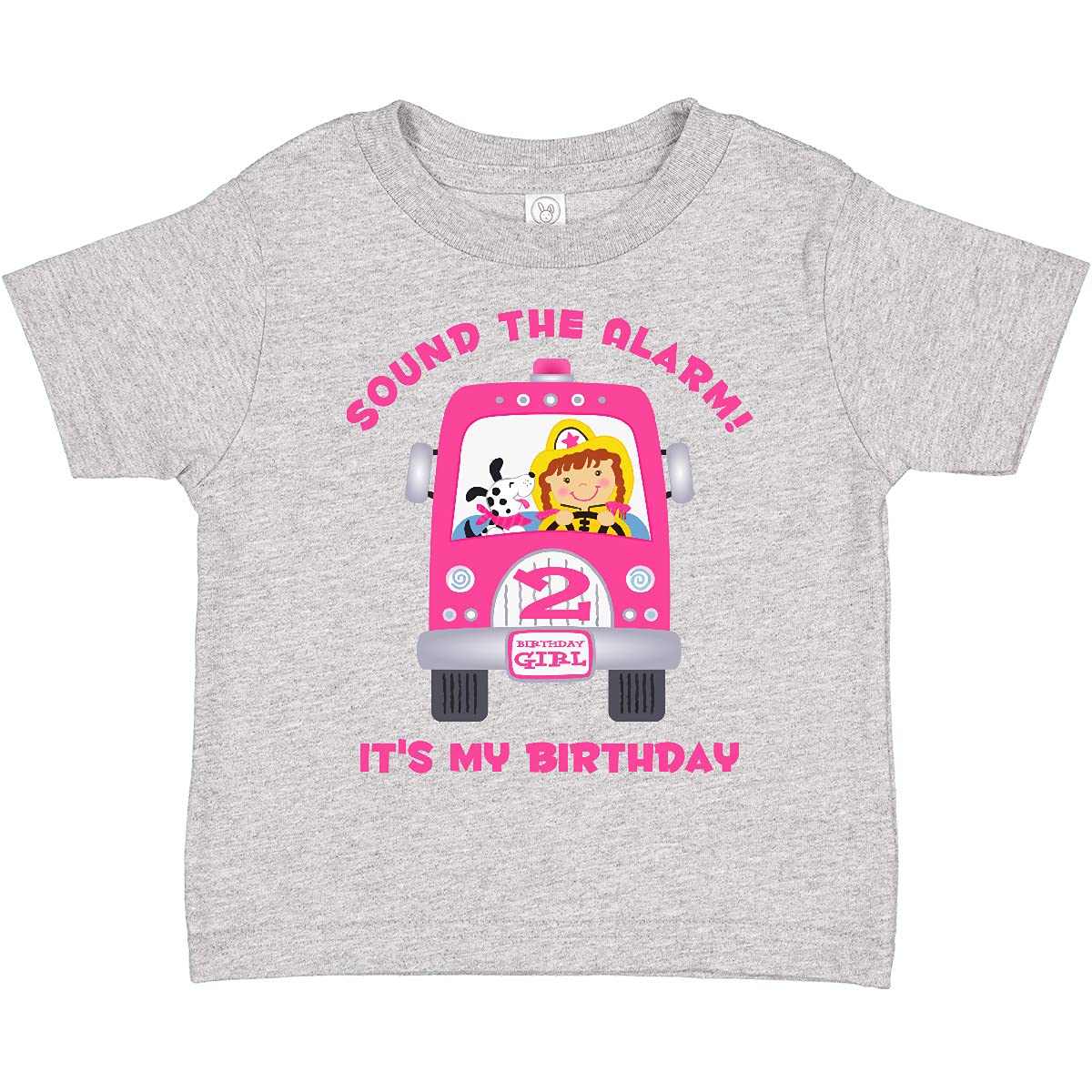 Fire Truck Girl 2nd Birthday Toddler T-Shirt - Cute Toddler Outfit for Girls Birthday Party & Photo Shoots