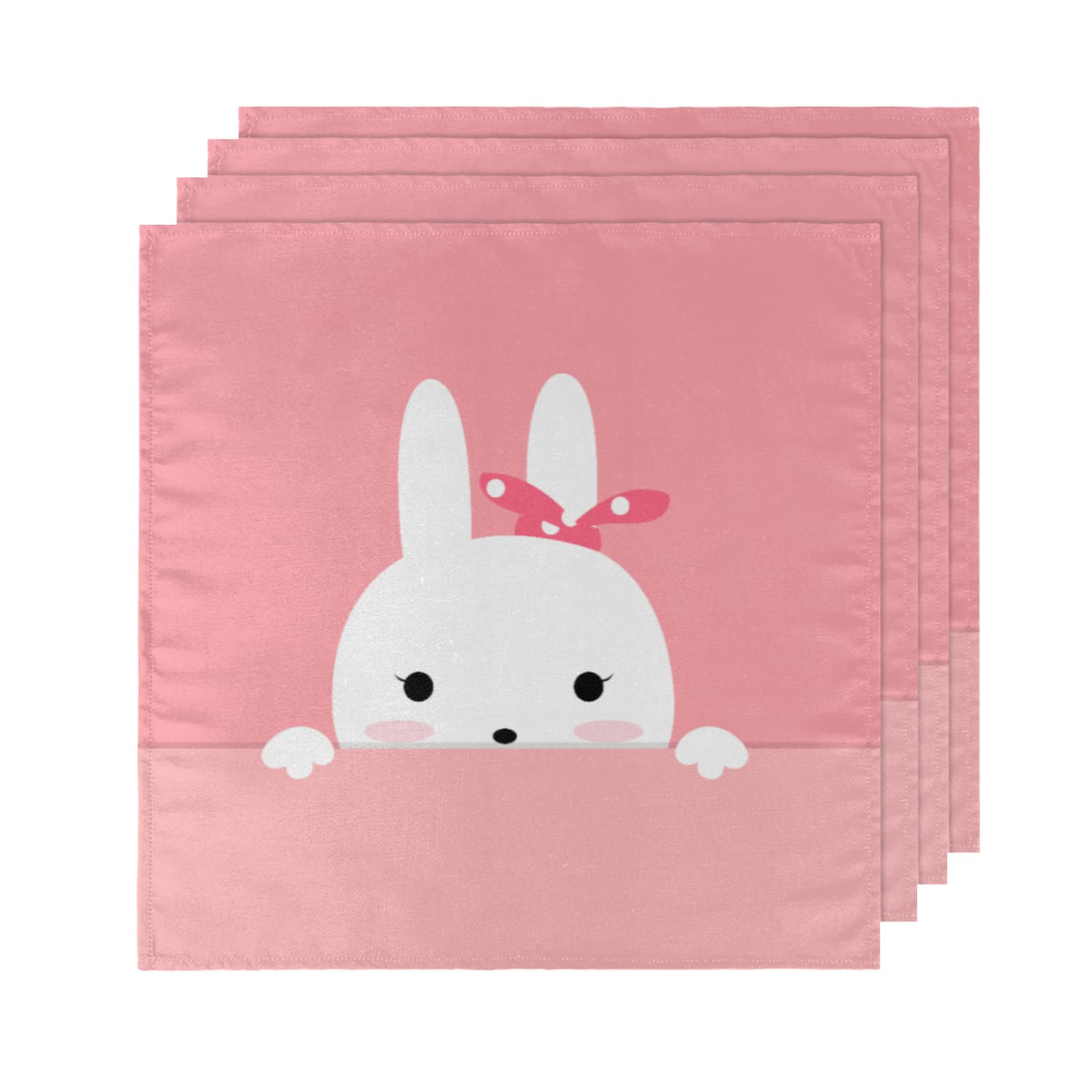 Easter Bunny Cloth Napkins Set of 4 - Pink Animal Print Washable & Reusable Polyester Table Napkins 20x20 Inch for Dinner Parties, Weddings, Easter Celebrations & Holiday Decorations - Perfect for Spring Table Settings and Festive Gatherings