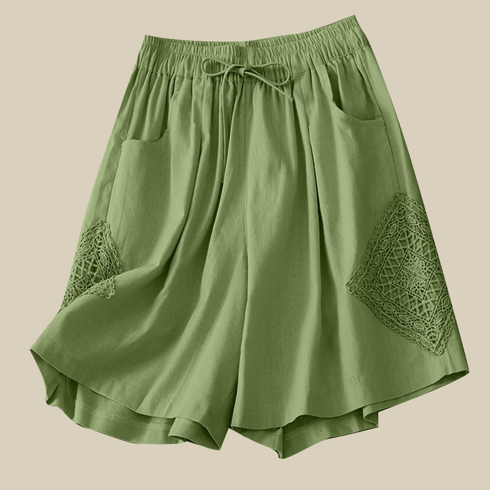 Women's Cotton Linen Shorts with Pockets - Summer Casual Lounge Wear for Home & Travel