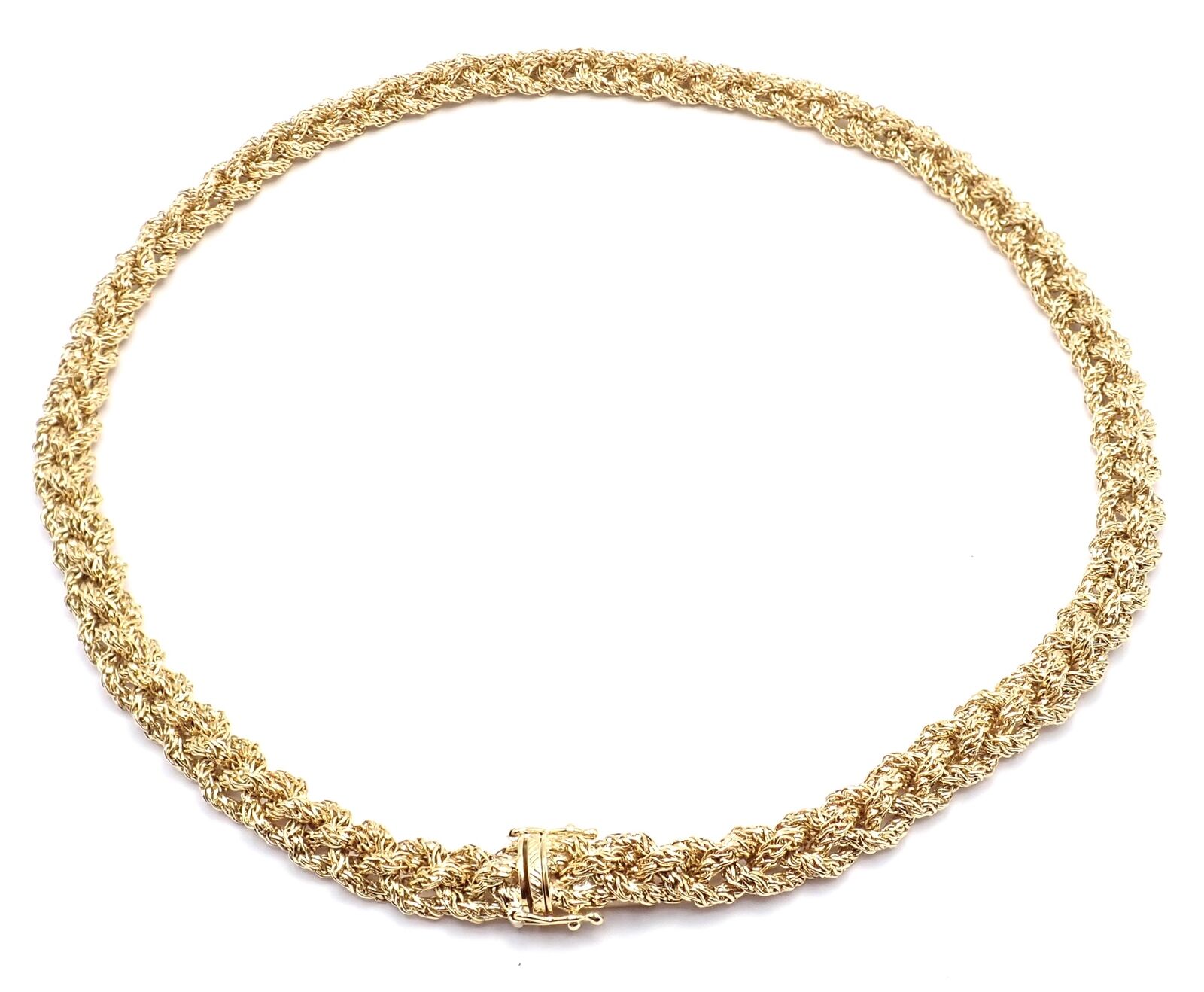 Authentic Vintage Tiffany & Co 18k Yellow Gold Basketweave Link Chain Necklace - Perfect for Elegant Evening Wear & Special Occasions