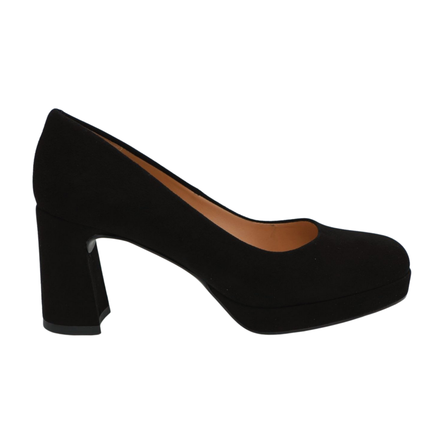 UNISA Black Suede Platform Court Shoes for Women - Chunky Heel Dress Pumps for Work, Party & Wedding - Comfortable Office Shoes with Non-Slip Sole