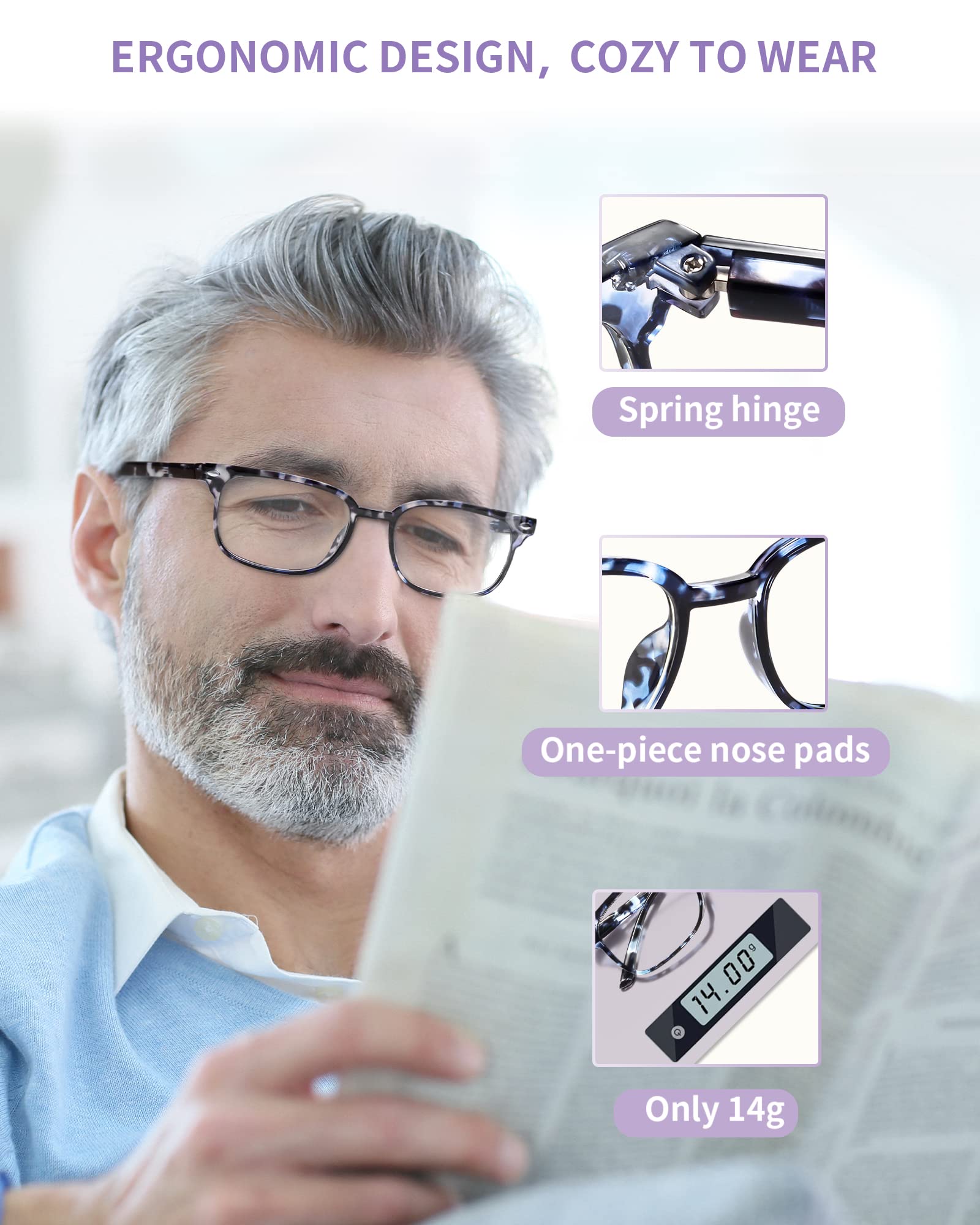 NOVIVON 6 Pack Blue Light Blocking Reading Glasses for Women & Men - Computer Glasses with Anti-Reflective Coating - Perfect for Reading, Office Work & Screen Time