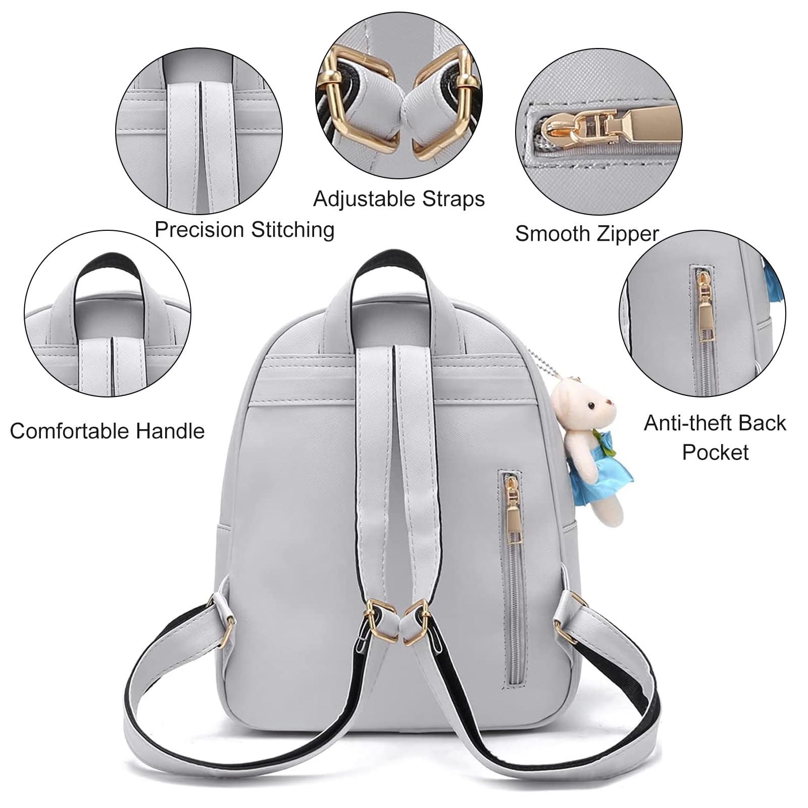 Cute Mini Backpack for Girls - Small PU Leather Backpack Purse Set for Teens & Kids | School, Travel, Shopping & Daily Use