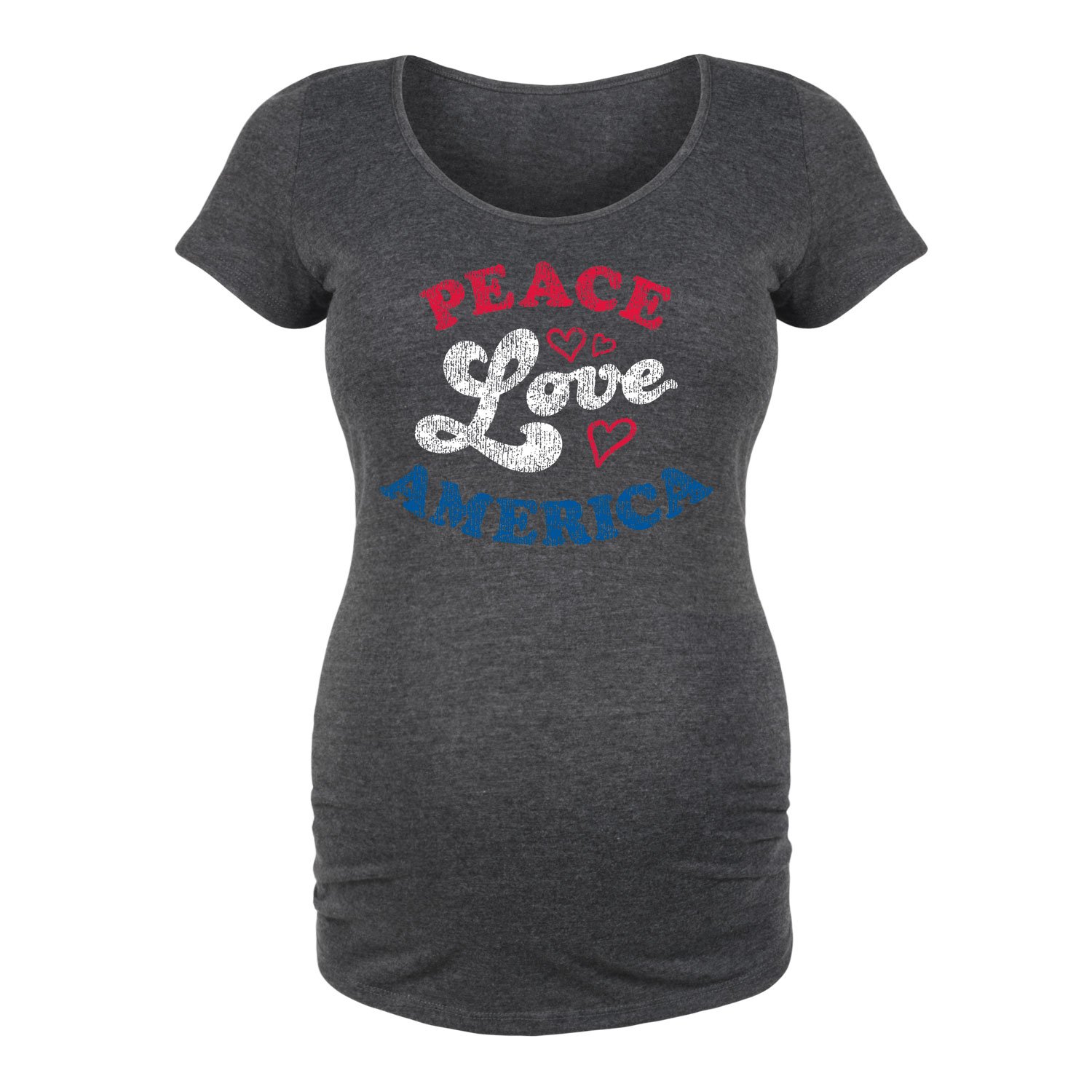 Bloom Maternity - Peace Love America Maternity Scoop Neck T-Shirt - Soft Cotton Pregnancy Tee for Moms - Perfect for Casual Wear, Baby Showers & Maternity Photos