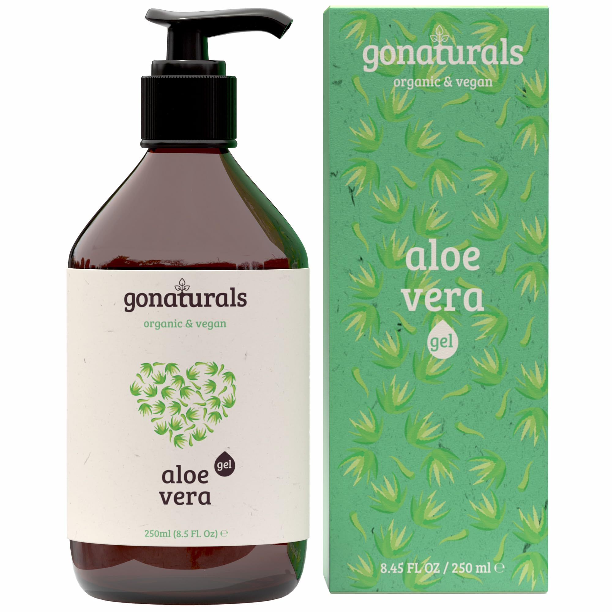 GONATURALS® Pure Organic Aloe Vera Gel for Face, Skin & Hair Care - 250ml Hydrating Moisturizer with Vitamins A, C & E - Soothes Dry, Sensitive & Sunburned Skin - Made in Germany - Perfect for Post-Sun Care, Daily Hydration & Hair Treatment