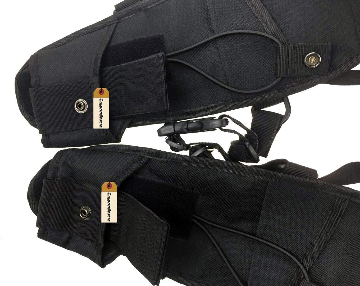 **Lsgoodcare Tactical Double Radio Shoulder Holster Vest - Compatible with Motorola, Kenwood & Midland 2-Way Radios - Rescue & Security Essentials (Black) - Ideal for Law Enforcement, Construction & Outdoor Adventures**