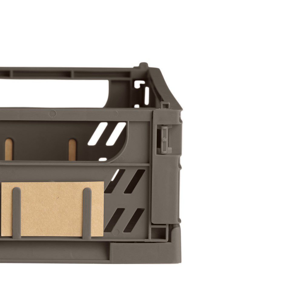 DESIGNSTUFF Slant Collapsible Storage Crate Set of 2, Small 25x16cm, Foldable Organizer Bin for Home Office Closet, Taupe - Perfect for Toy Storage, Laundry Basket & Shelf Organization
