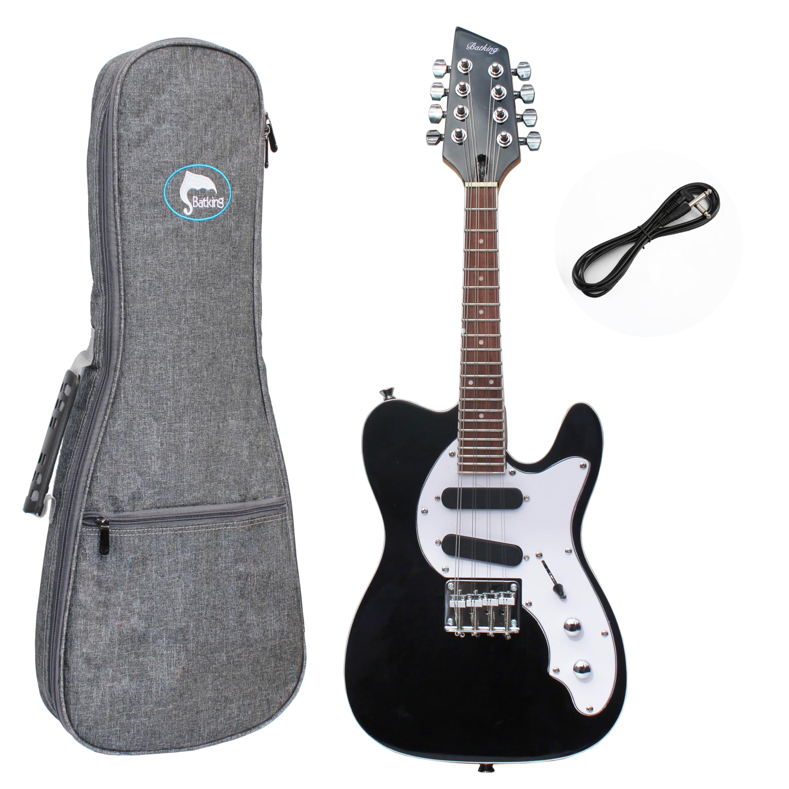 8-String Acoustic Electric Mandocaster Mandolin for Beginner Adults - Black | Perfect for Folk, Bluegrass & Live Performances