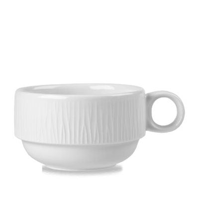 Churchill Bamboo 7 Oz Stackable Cups - Set of 12 White Reusable Coffee Cups for Home, Office, or Outdoor Picnics - WHBALC201