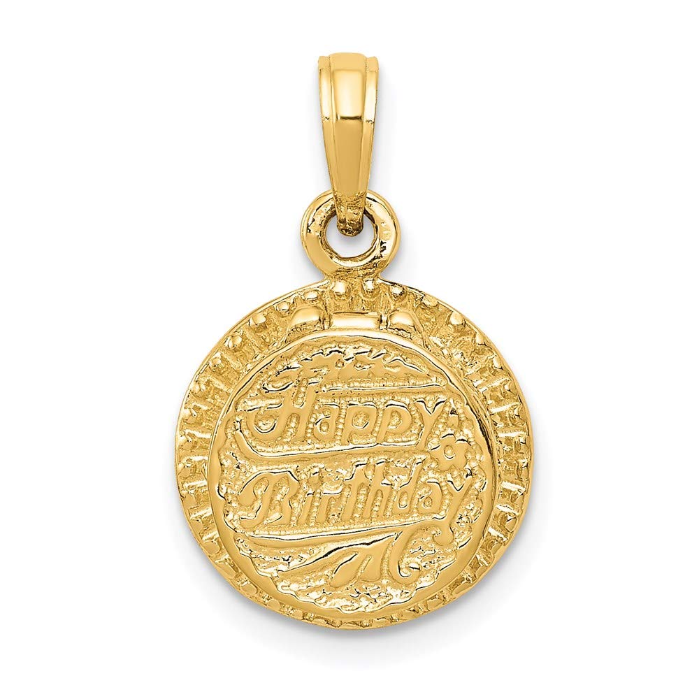 14K Yellow Gold Enamel Birthday Cake Pendant with Candle Charm - Perfect Gift for Birthdays, Anniversaries & Special Occasions