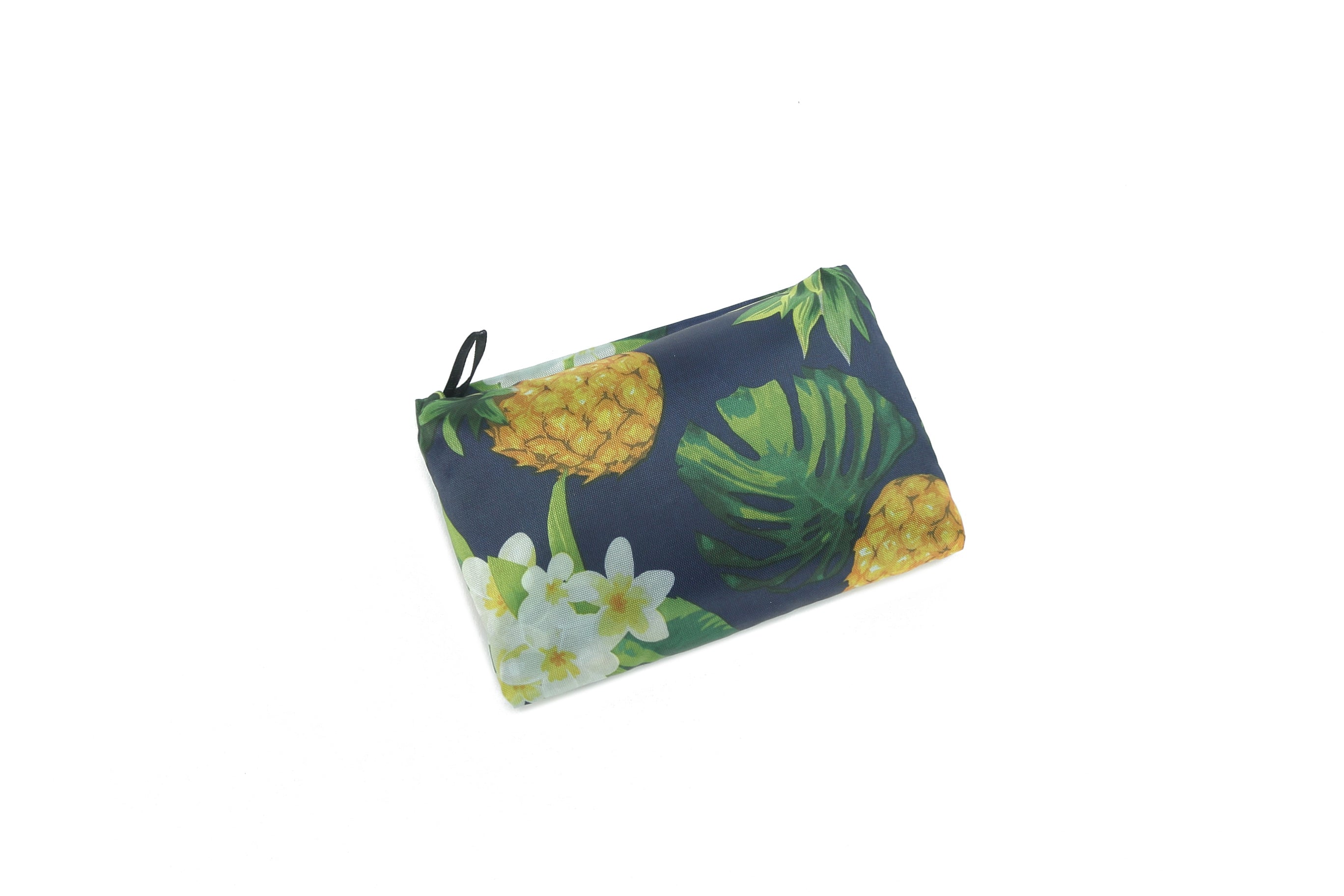 Foldable Tote Bag - Jackie Pineapple Monstera Navy Blue - Perfect for Shopping, Travel & Beach Day