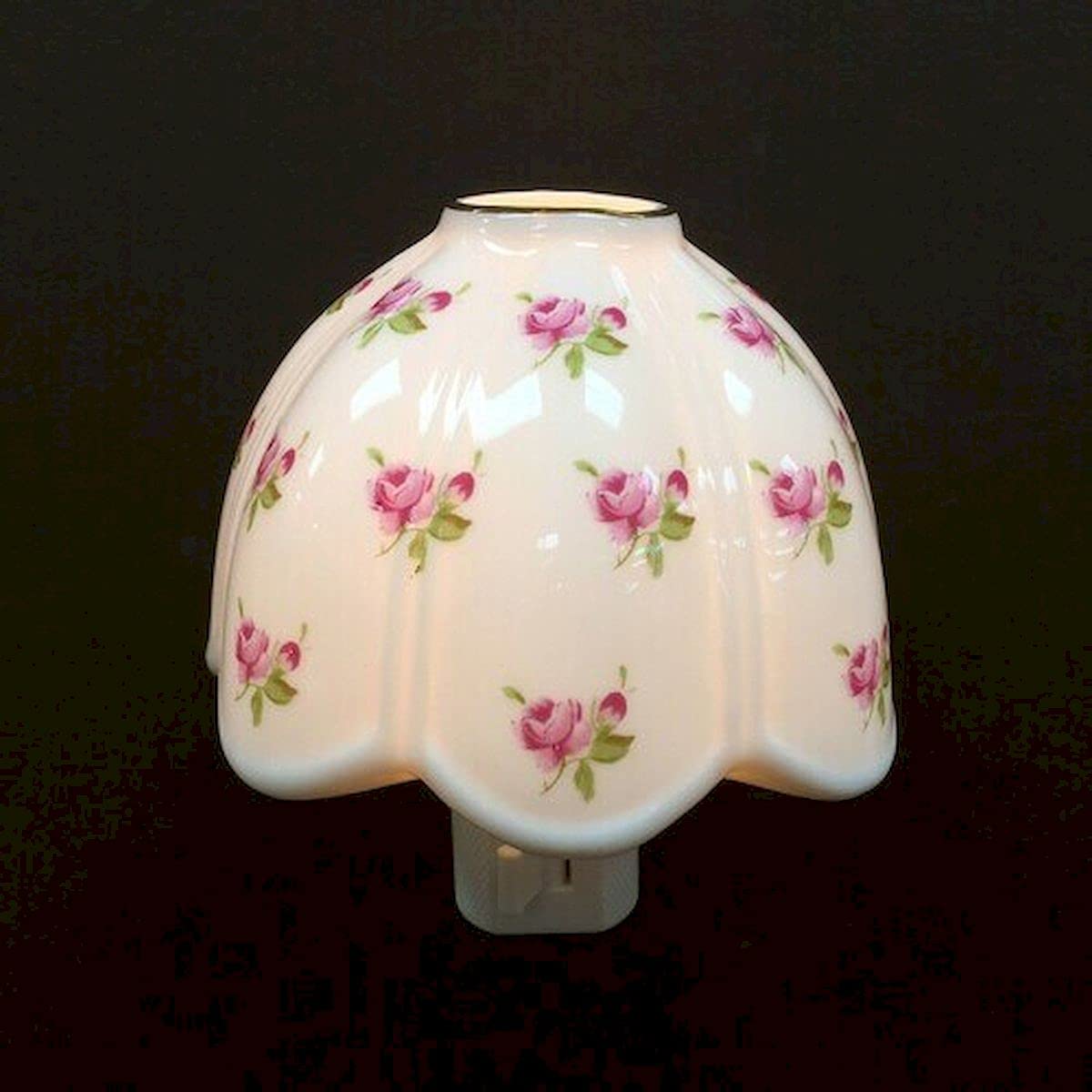 Tiffany Lamp Shaped Night Light with Pink Floral Design - Romantic Bedside Lighting for Bedroom, Nursery & Home Decor