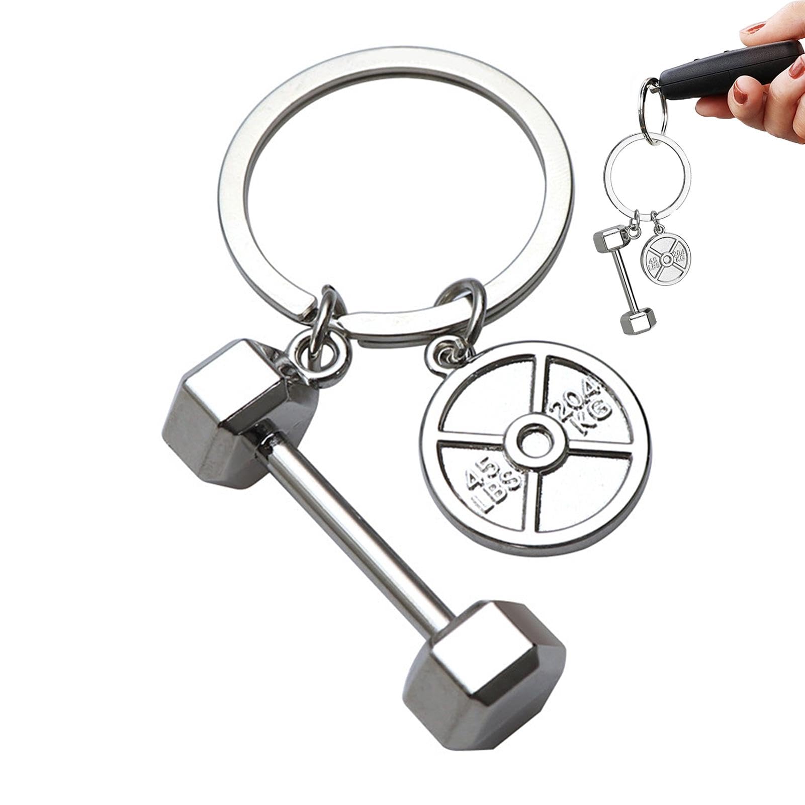 Fitness Gym Keychain - Dumbbell & Kettlebell Weight Plate Zinc Alloy Charm - Workout Bag Accessory for Bodybuilding & Training | Perfect for Gym Enthusiasts, Weightlifters & Fitness Lovers