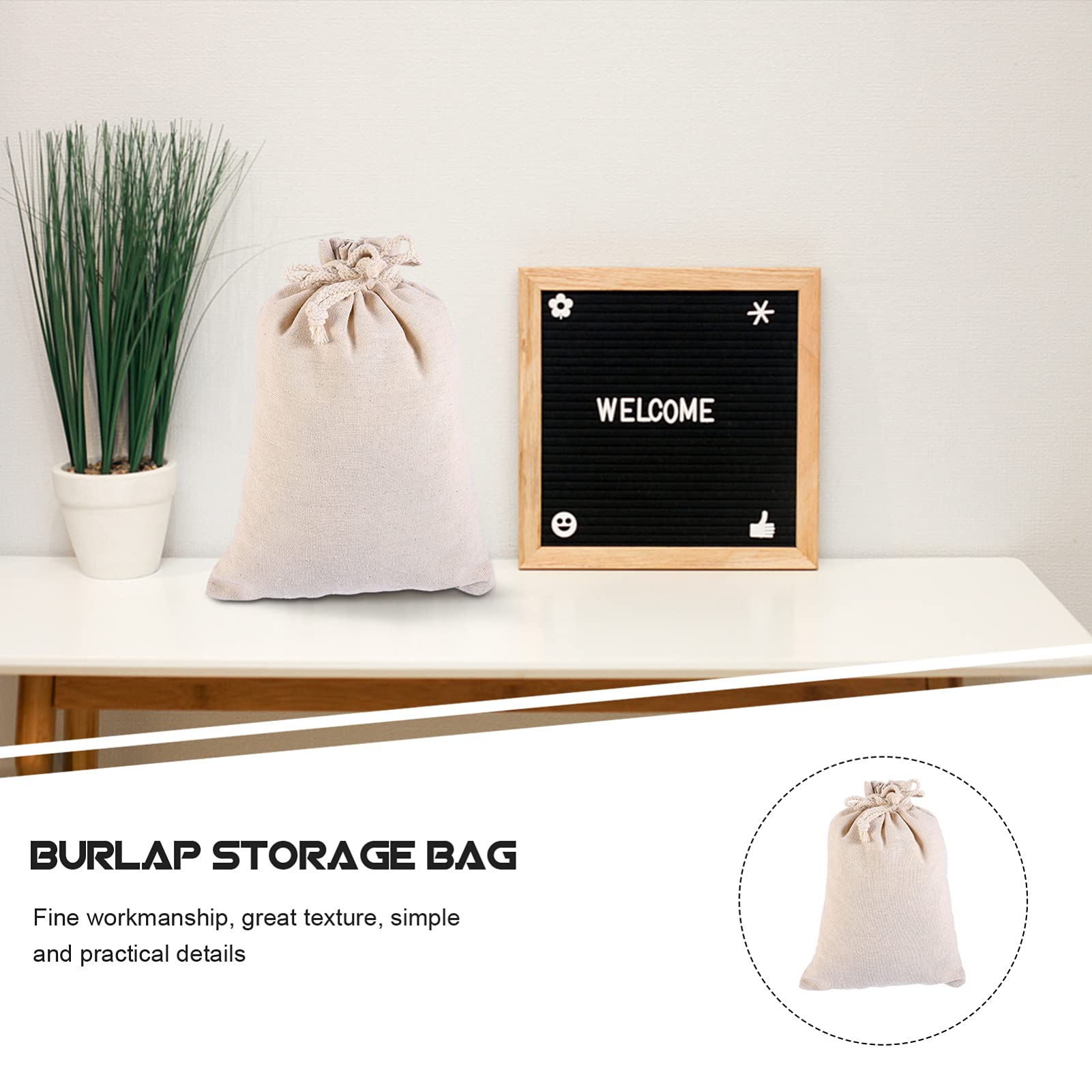 **Cabilock 5-Piece Linen Storage Bags Set - Organic Drawstring Bags for Produce, Vegetables, Jewelry & Travel Accessories - Rustic Burlap Pouches for Home, Kitchen & On-the-Go Storage**