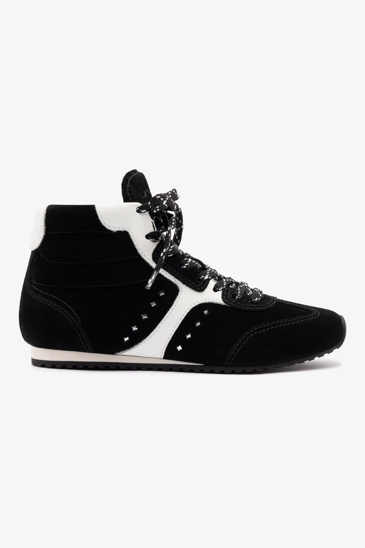 Stella Mid Sneaker - Black Suede & White Leather Women's Casual Shoes | Comfortable Walking Sneakers for Everyday Wear, Gym, and Travel