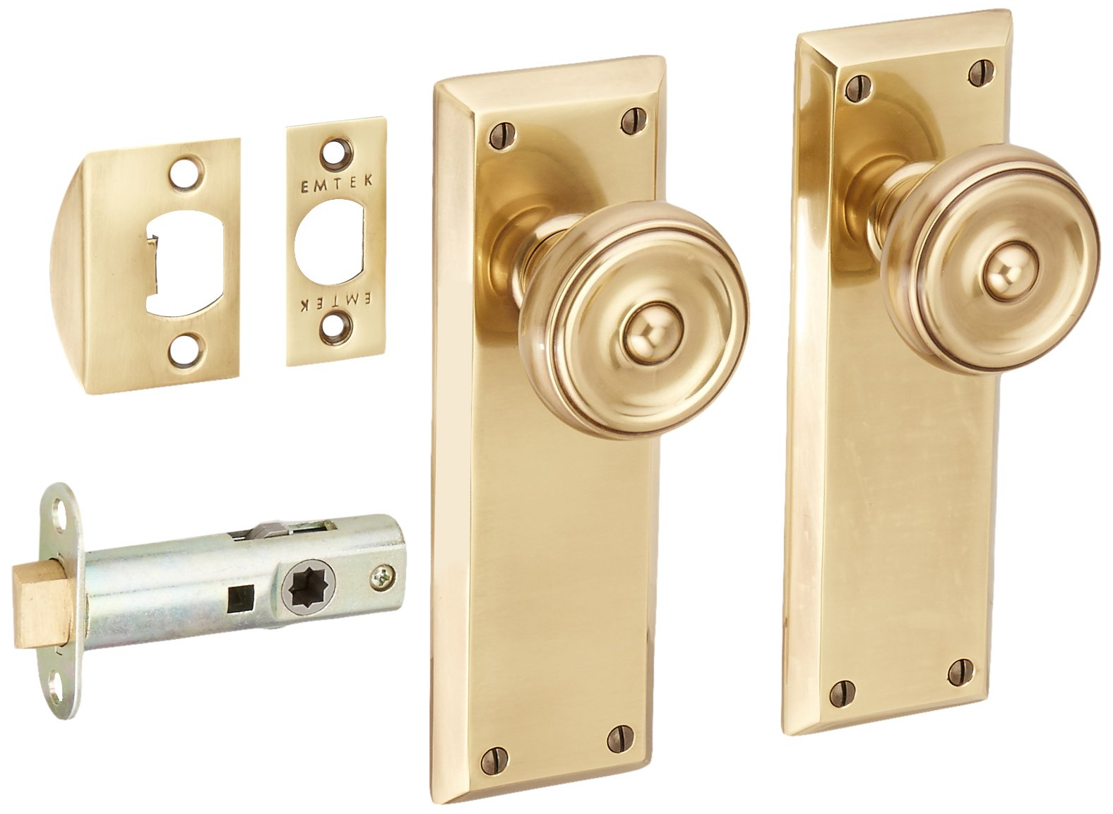 Quincy Interior Door Set with Waverly Knobs in French Antique Finish - Passage Door Handles for Bedroom, Bathroom & Closet Doors