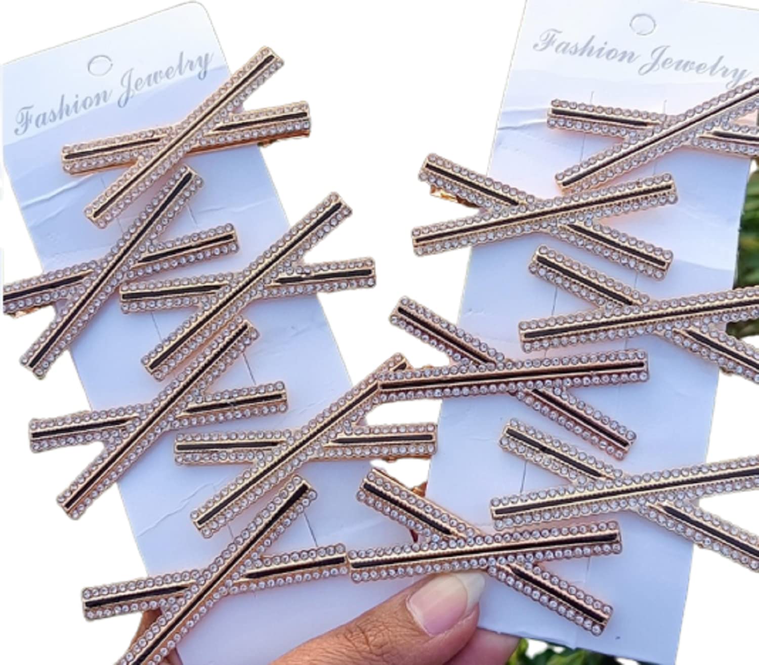 LIVECOOL X-Shaped Crystal Hair Pins - Shiny Rhinestone Bobby Pins & Barrettes for Women & Girls - Elegant Hair Styling Accessories for Parties, Weddings & Daily Wear