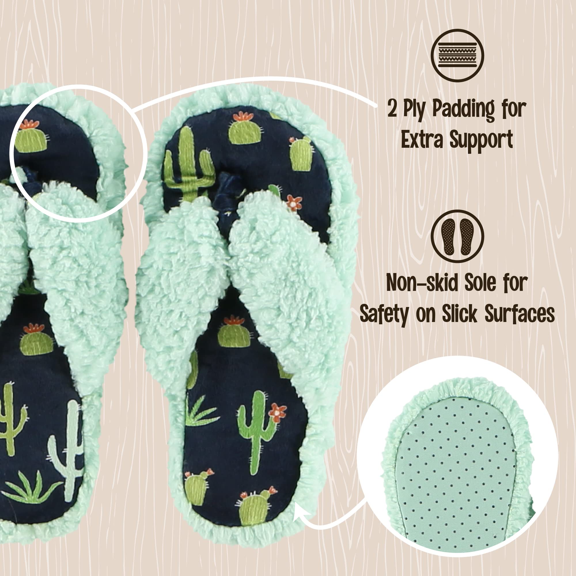 Lazy One Spa Flip-Flop Slippers for Women & Girls - Cozy Fuzzy House Slippers for Indoor Comfort, Perfect for Bathroom, Spa, and Relaxing at Home
