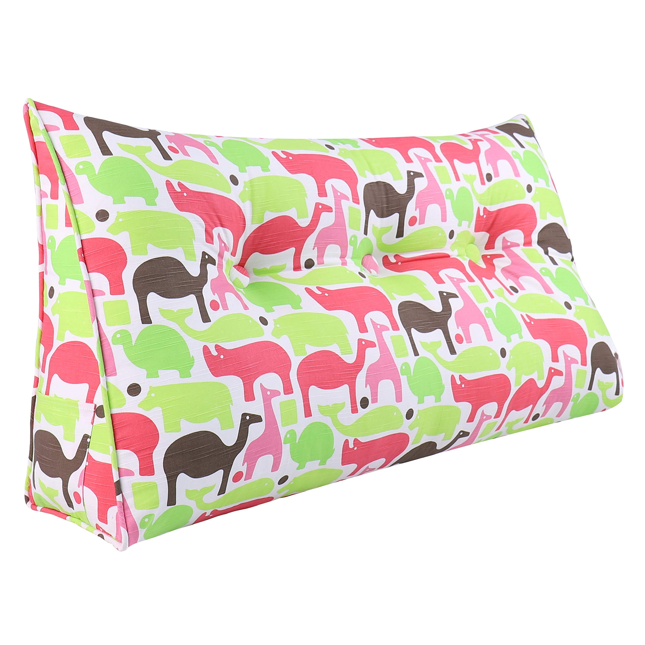 WOWMAX Triangular Wedge Pillow for Sofa Bed - Upholstered Bolster Cushion with Removable Cover, Backrest & Body Support Pillow for Reading, Sleeping & Relaxing - Twin Size Coral Rhino Cotton Fabric - Perfect for Living Room, Bedroom & Home Office