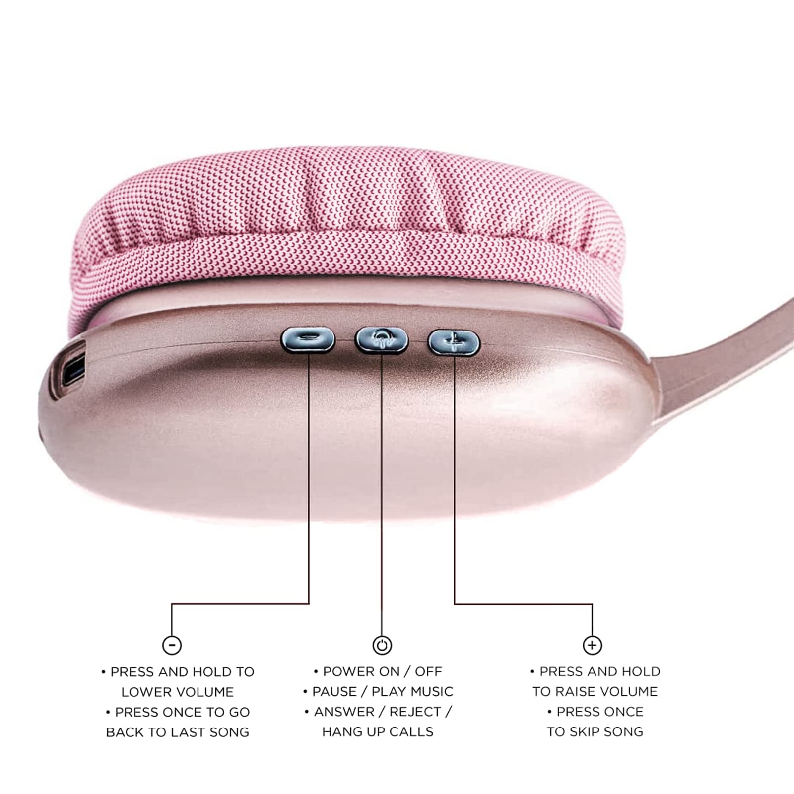 iJoy Ultra Wireless Bluetooth Headphones with Microphone - Over Ear Headphones with 10H Playtime, SD Card Slot & Wired Backup - Soft Memory Foam Cushions for Comfort (Pink) - Perfect for Gaming, Workouts & Travel