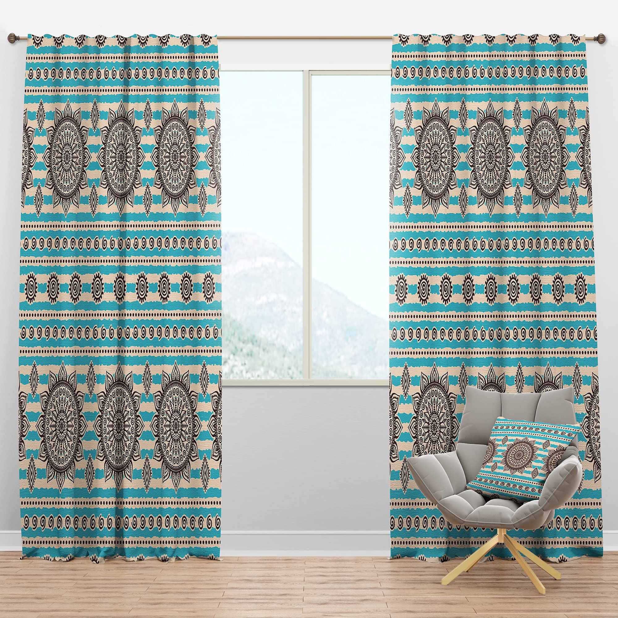 DesignQ Blackout Curtains - Vintage Decorative Pattern Thermal Insulated Window Drapes for Bedroom & Living Room (Single Panel 52x84) - Perfect for Light Blocking, Privacy & Temperature Control