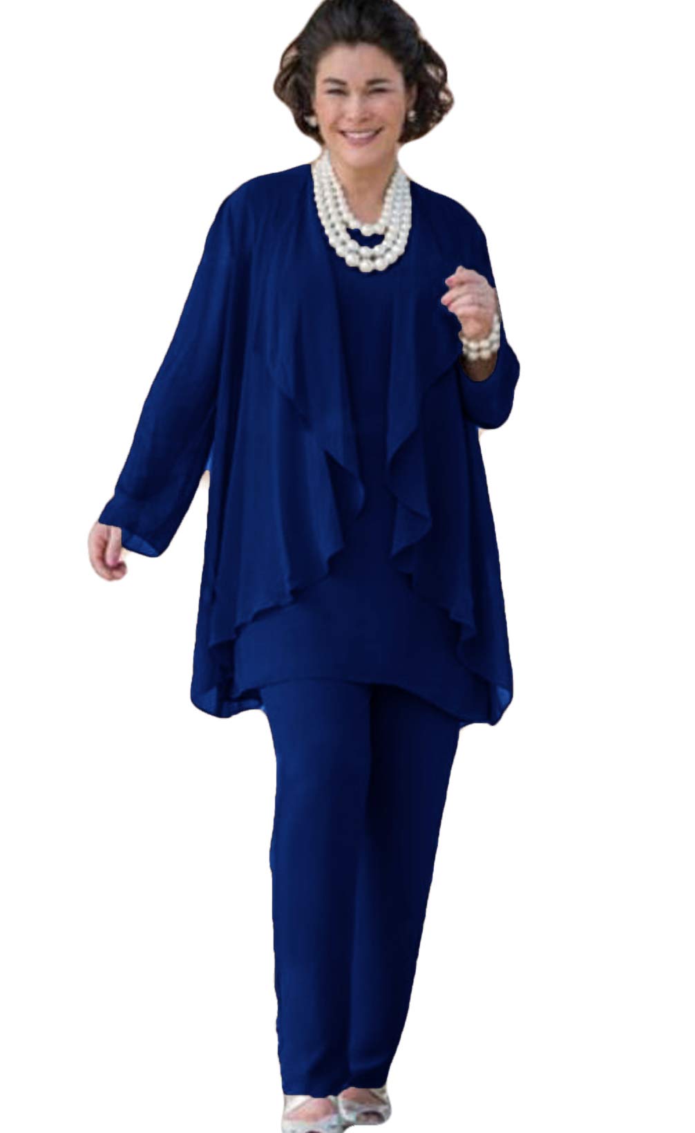 Xixi House Women's 2021 Formal Chiffon Pant Suits with Elastic Waist - Elegant Mother of The Bride Outfit for Weddings, Parties & Special Occasions