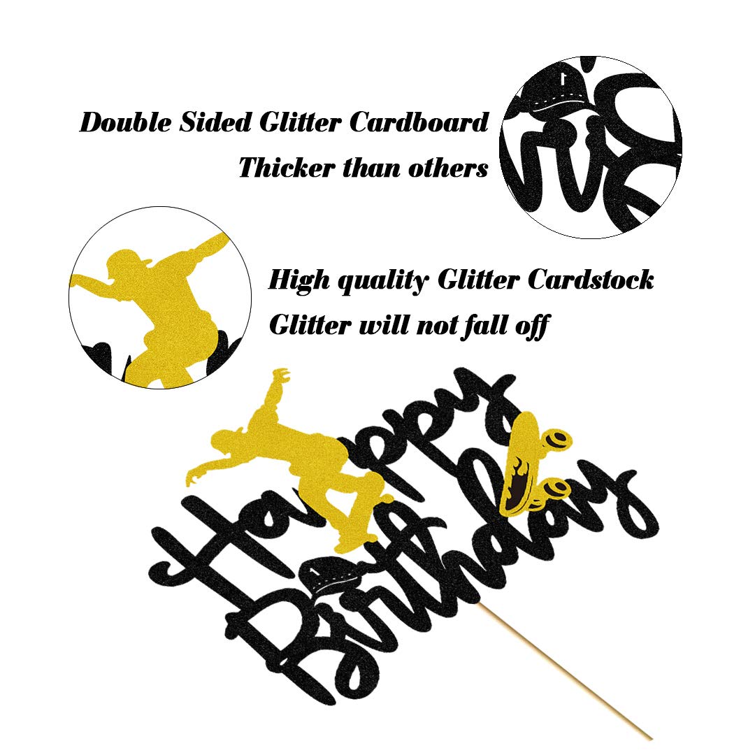 Skateboard Happy Birthday Cake Topper - Fun Skateboard Theme Cake Decor for Boys & Girls - 6.7’’x5.27’’ Sport Party Decoration - Perfect for Skateboarding Birthday Cakes, Cupcakes & Desserts