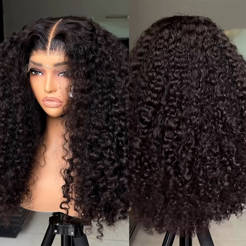 15A Grade Eullair Double Drawn Water Curly Human Hair Lace Frontal Wig - Pre Plucked Natural Black Wigs for Women | Perfect for Daily Wear, Parties & Special Occasions