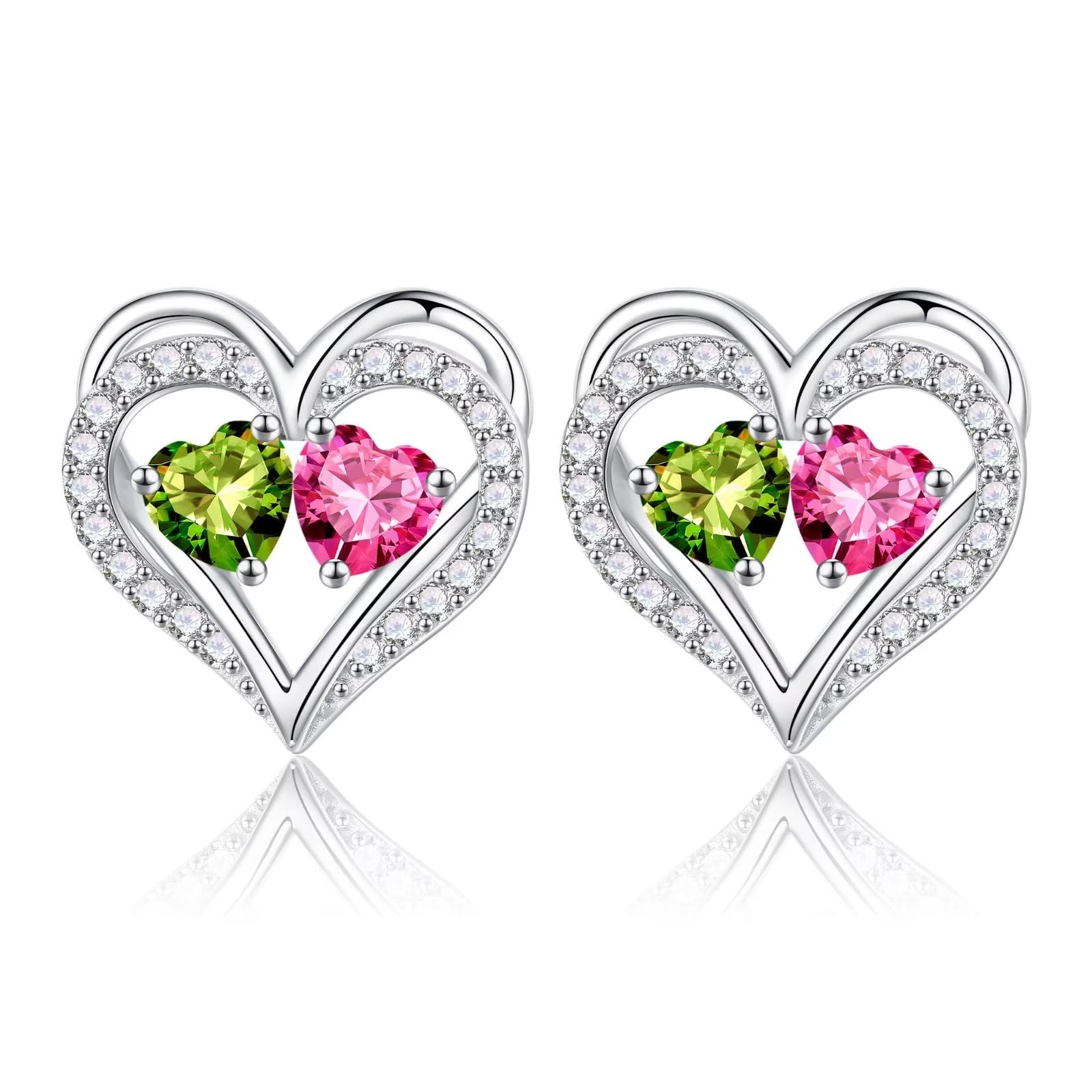 925 Sterling Silver Birthstone Heart Earrings for Women - Elegant Anniversary, Birthday Gift for Wife, Girlfriend, Mom | Perfect for Valentine's Day, Mother's Day & Special Occasions