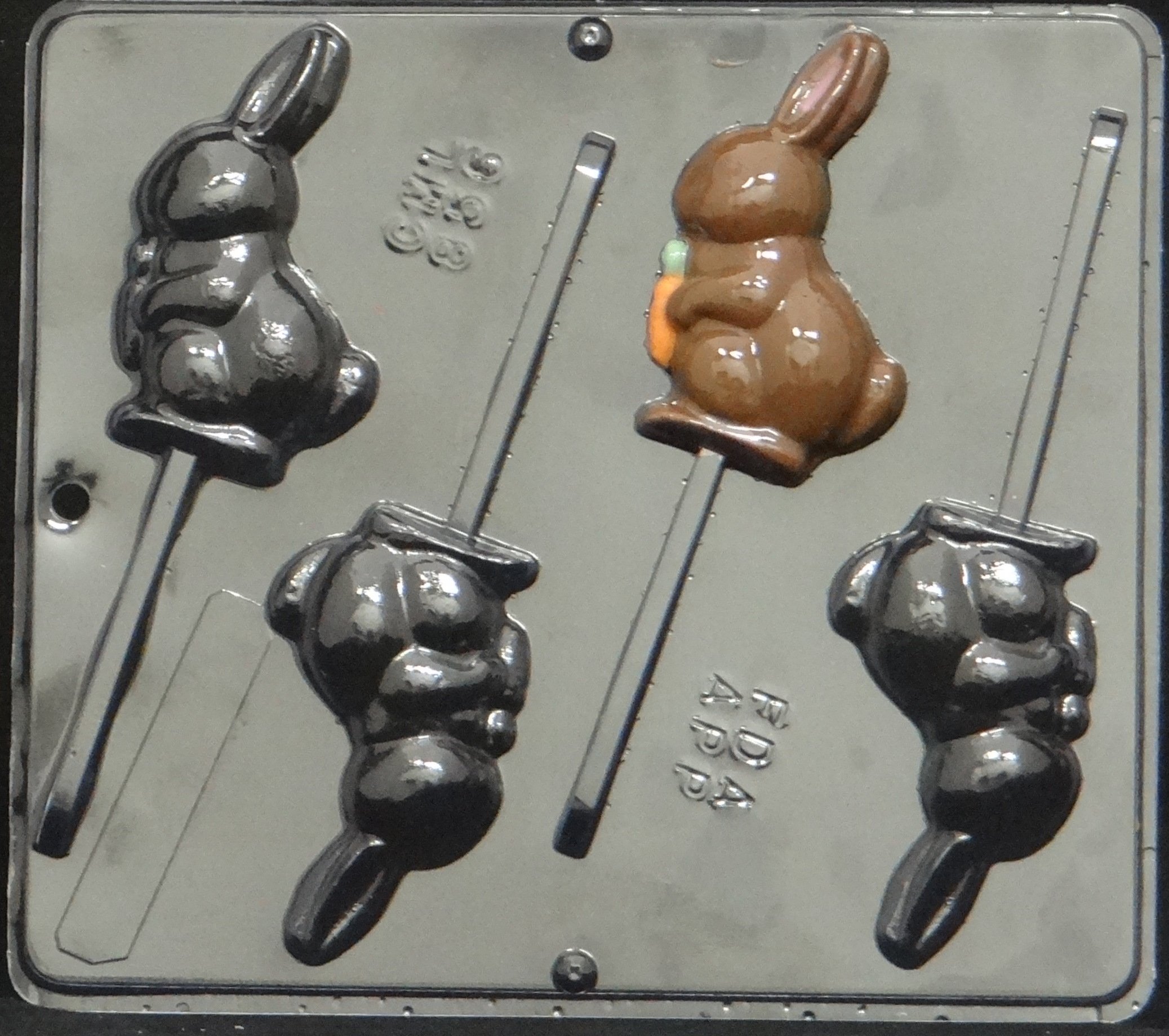 Easter Bunny Carrot Lollipop Chocolate Candy Mold - DIY Easter Treats for Baking, Party Favors, and Holiday Decorations