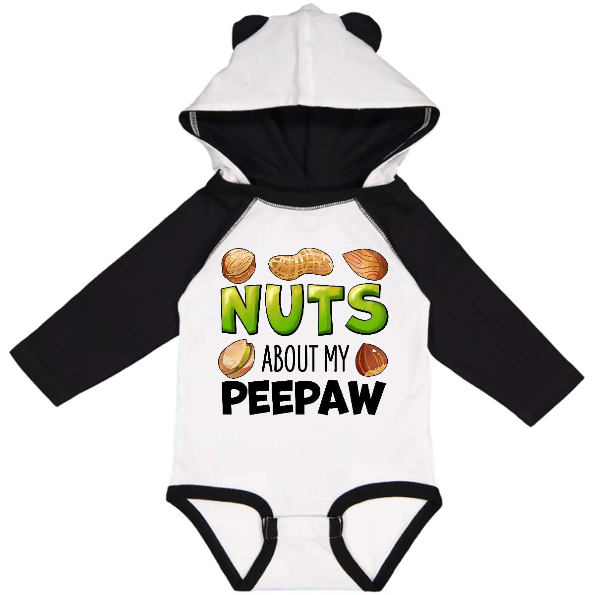 inktastic Nuts About My Peepaw Peanut Almond Pistachio Print Long Sleeve Baby Bodysuit - Cute Outfit for Grandparents Day, Family Photos & Holiday Gifts